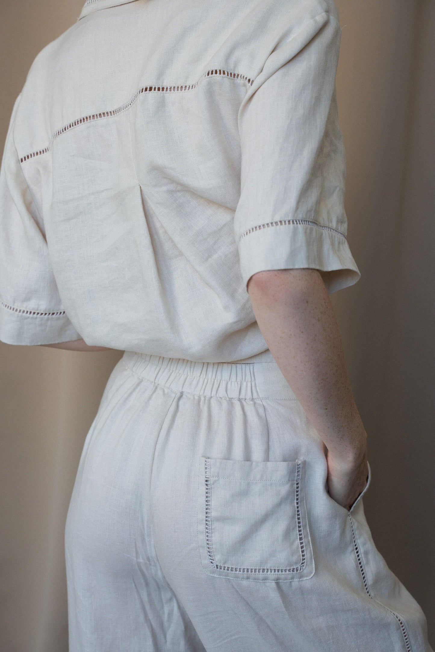 LILLY PILLY Rika linen pants in Chalk