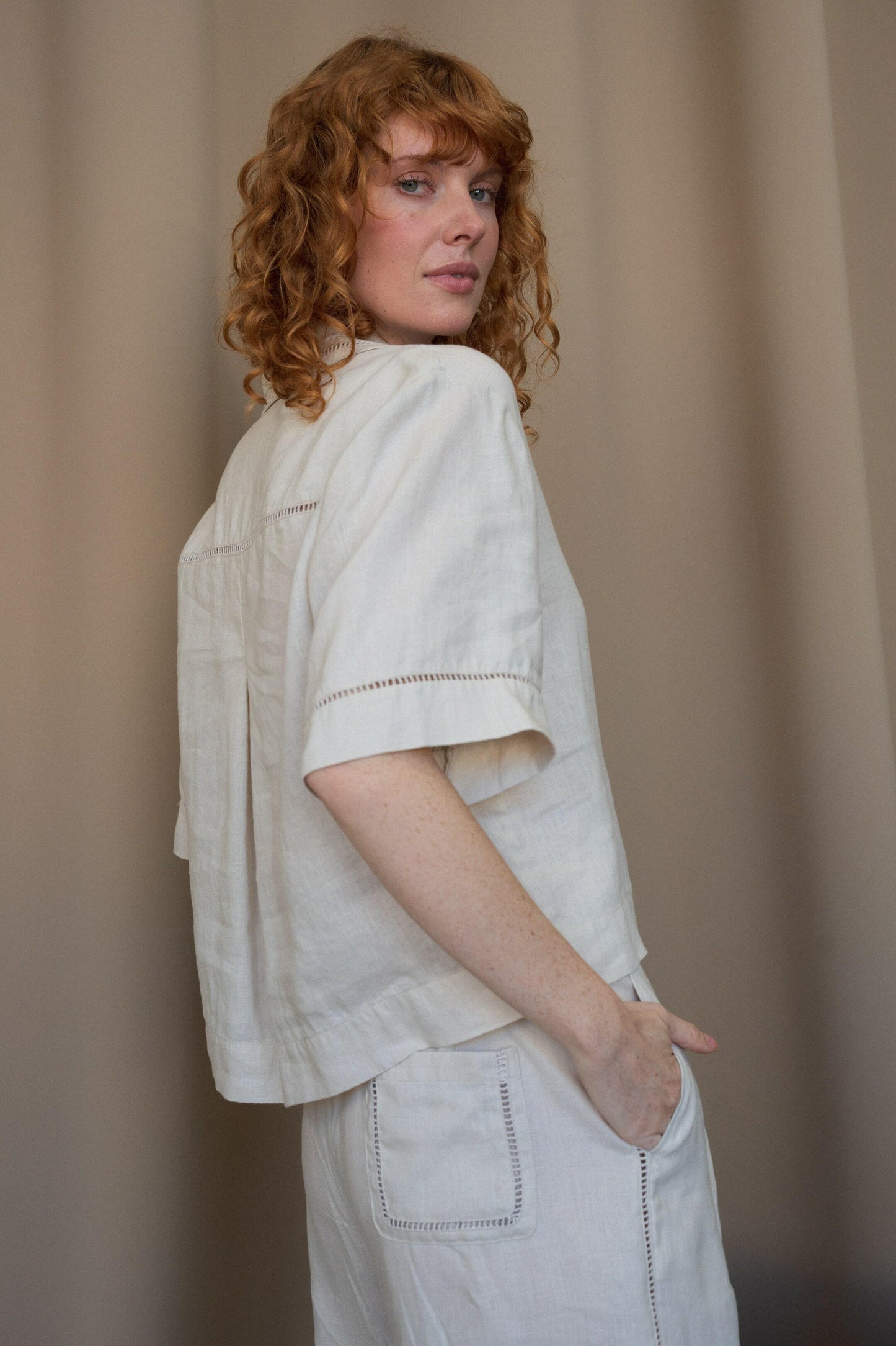 LILLY PILLY Rika linen pants in Chalk