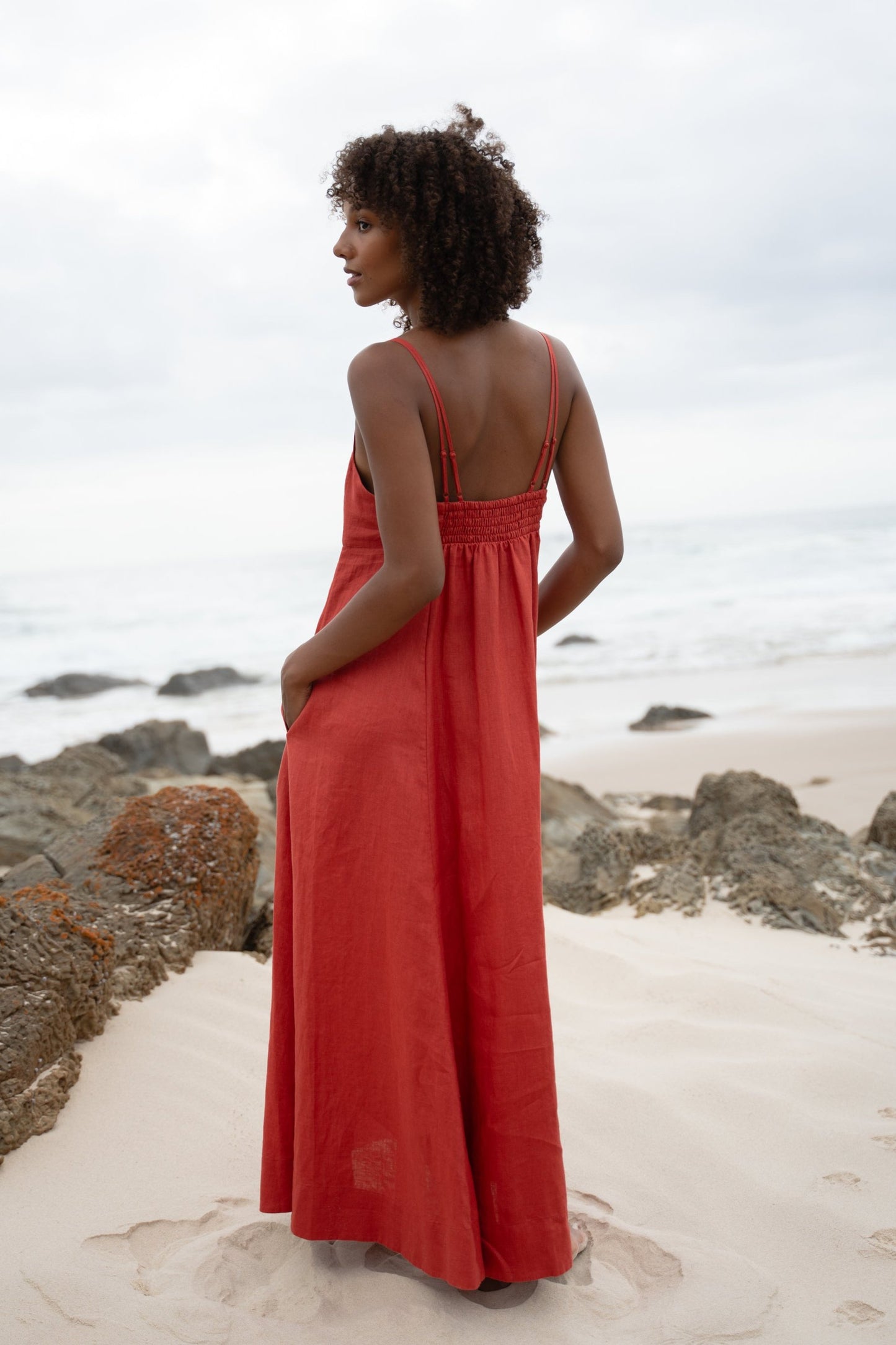 LILLY PILLY Tori linen dress in Hibiscus