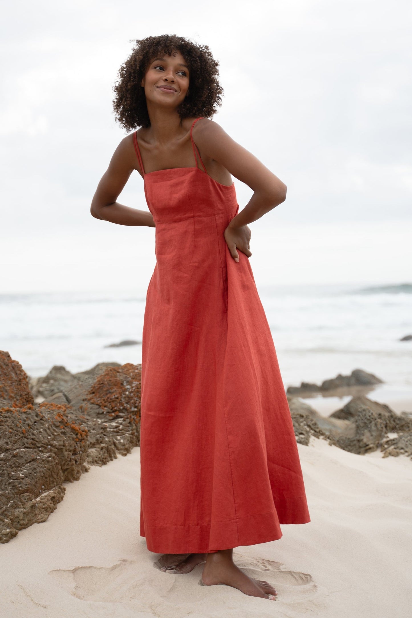 LILLY PILLY Tori linen dress in Hibiscus