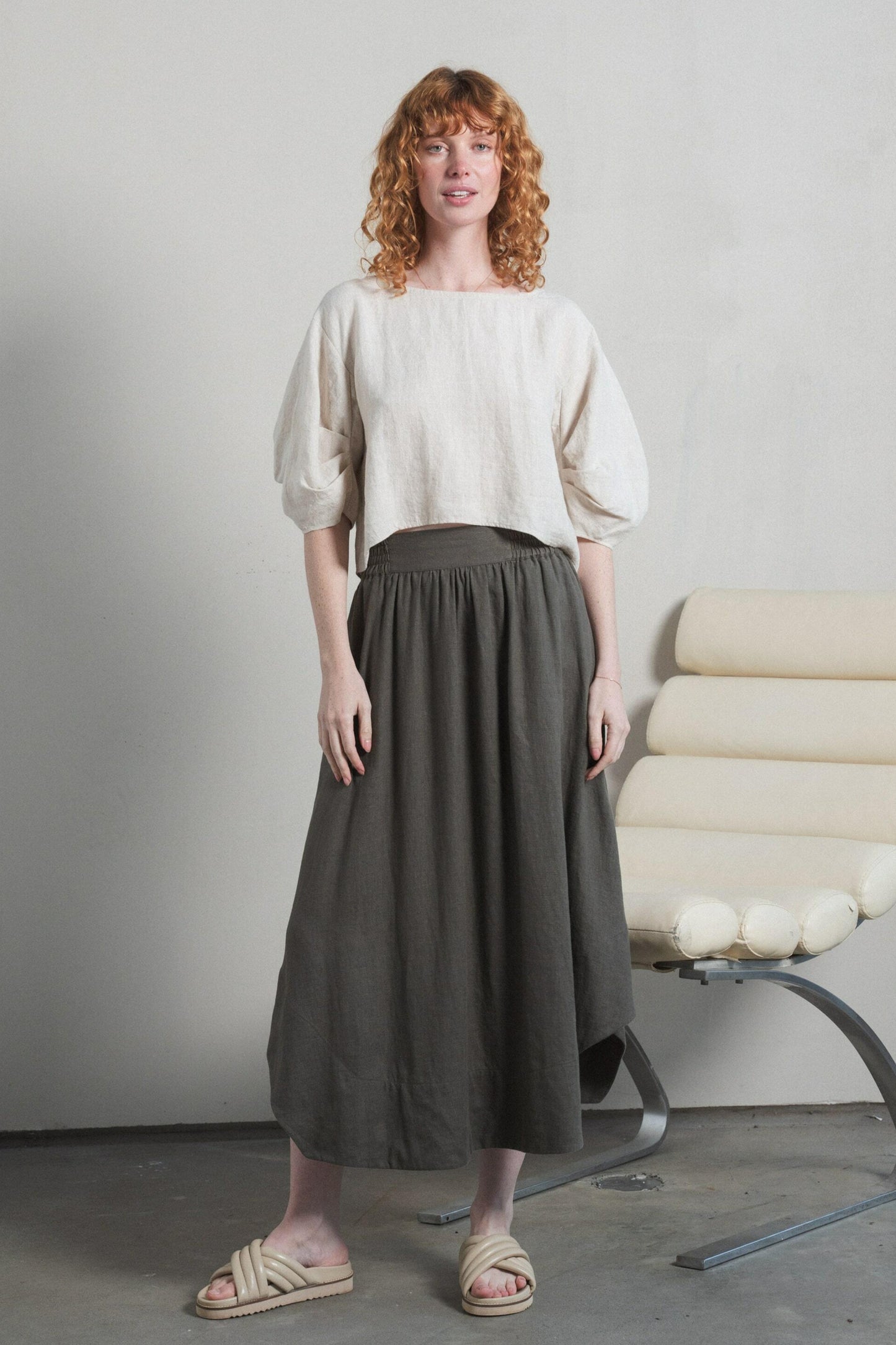 LILLY PILLY Hannah linen skirt in Khaki
