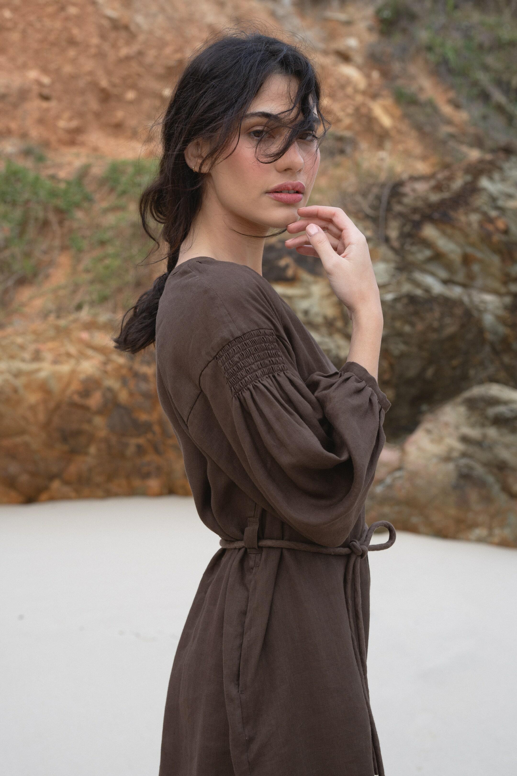 Original Story Lilly Linen Collar Shirt Sky