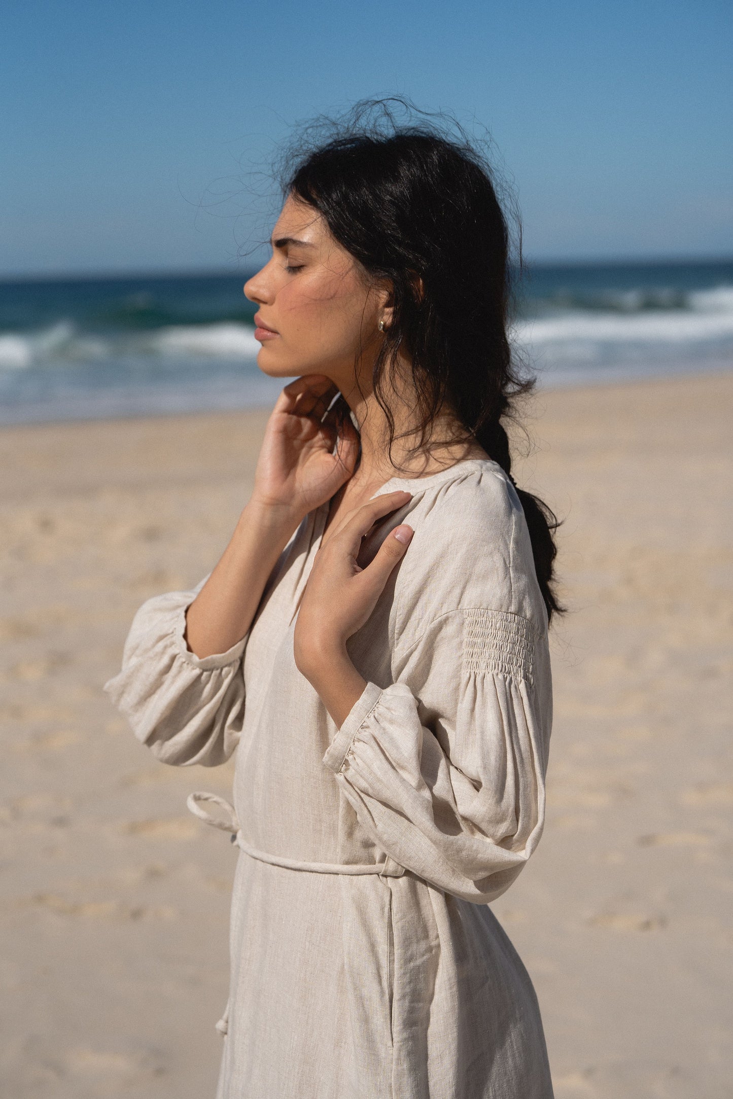 LILLY PILLY Skylar linen dress in Oatmeal