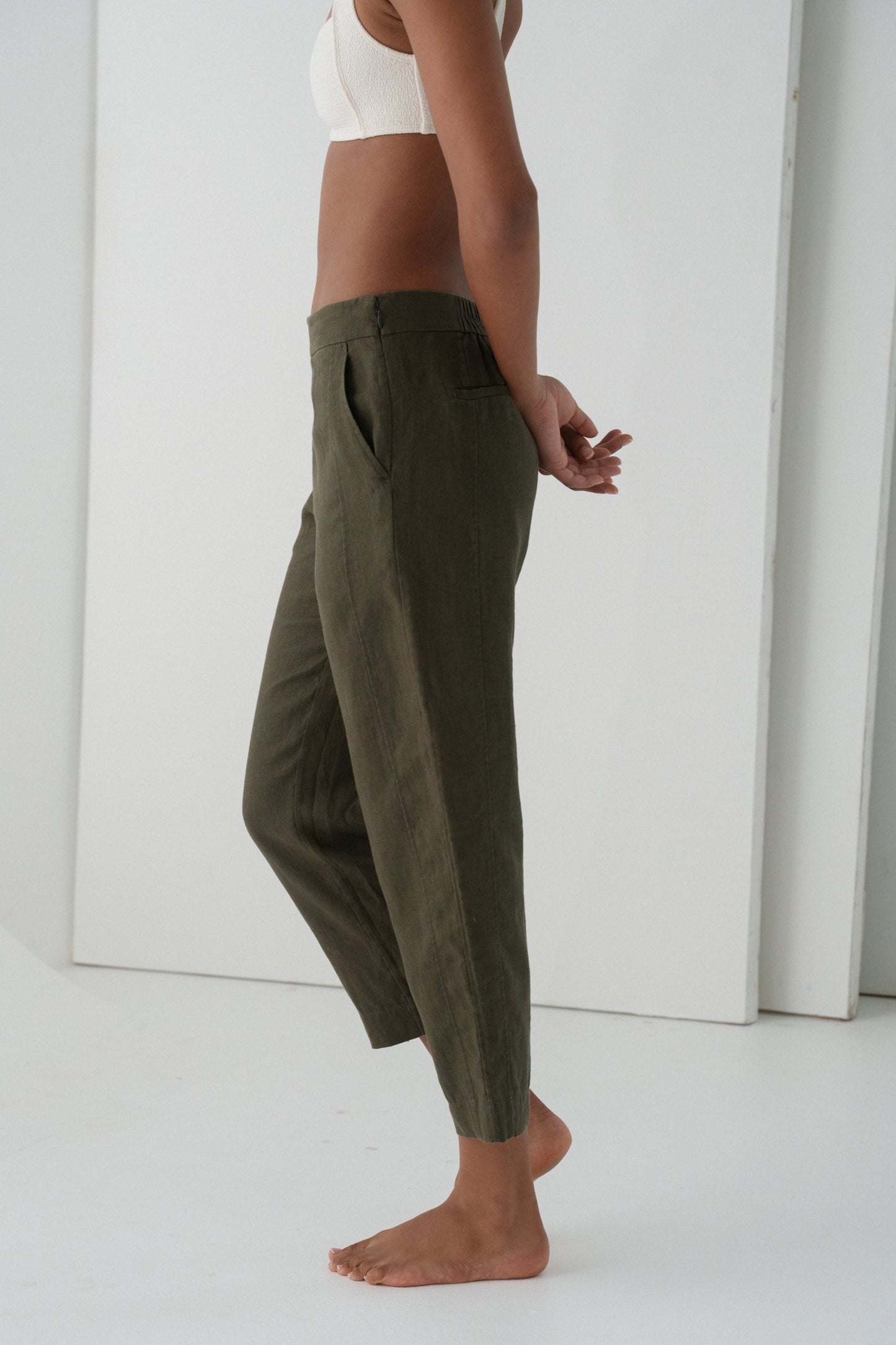 LILLY PILLY Emer khaki linen pants