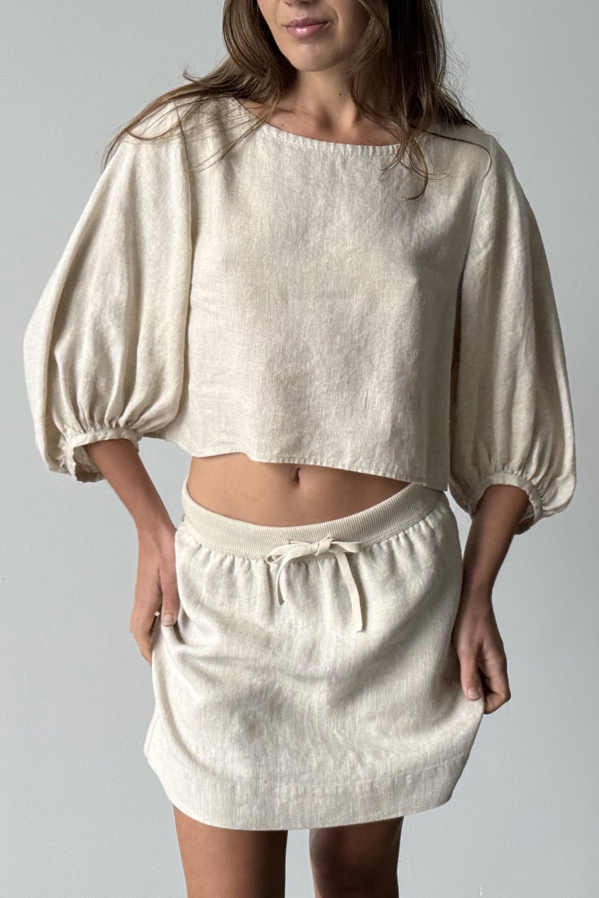 Anelle Linen Mini Skirt - Oatmeal