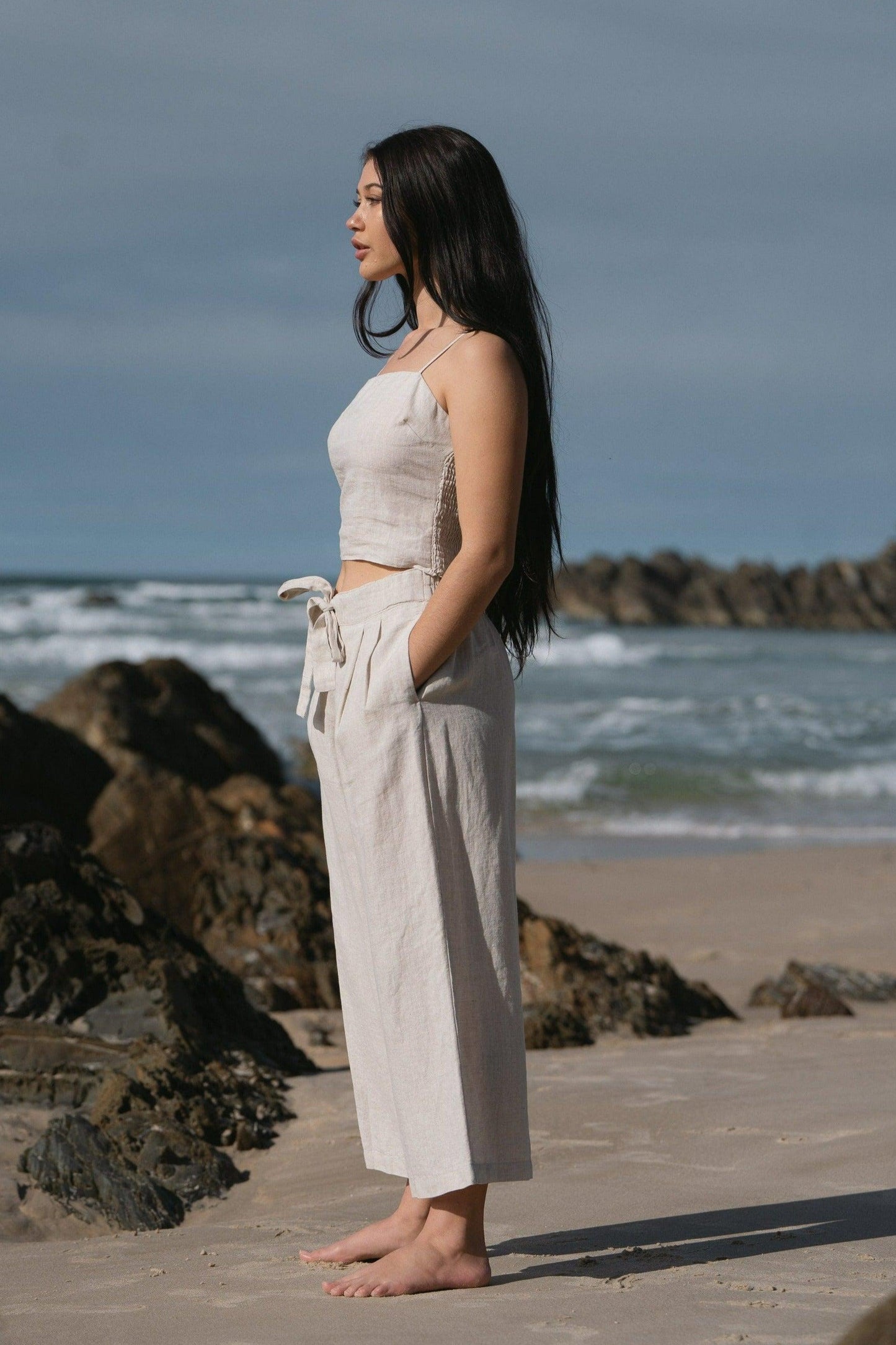 LILLY PILLY Ava linen pants in Oatmeal