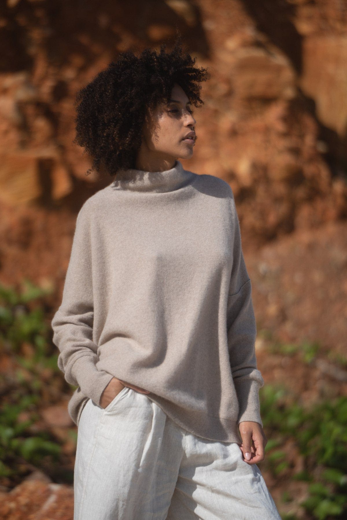 LILLY PILLY Collection Cala Cashmere Tunic made of recycled cashmere in Oatmeal