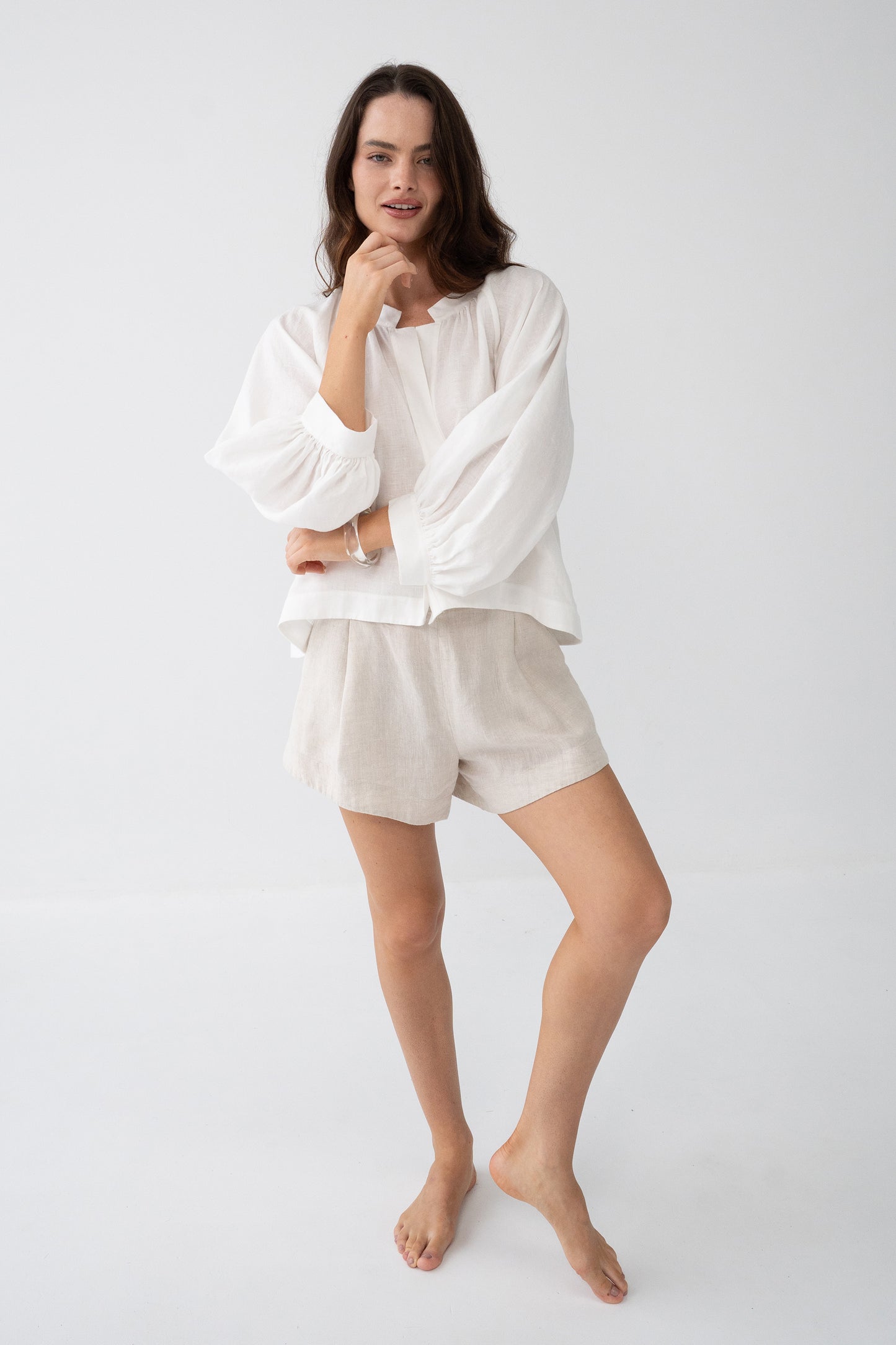 Gaia Oatmeal Linen Shorts