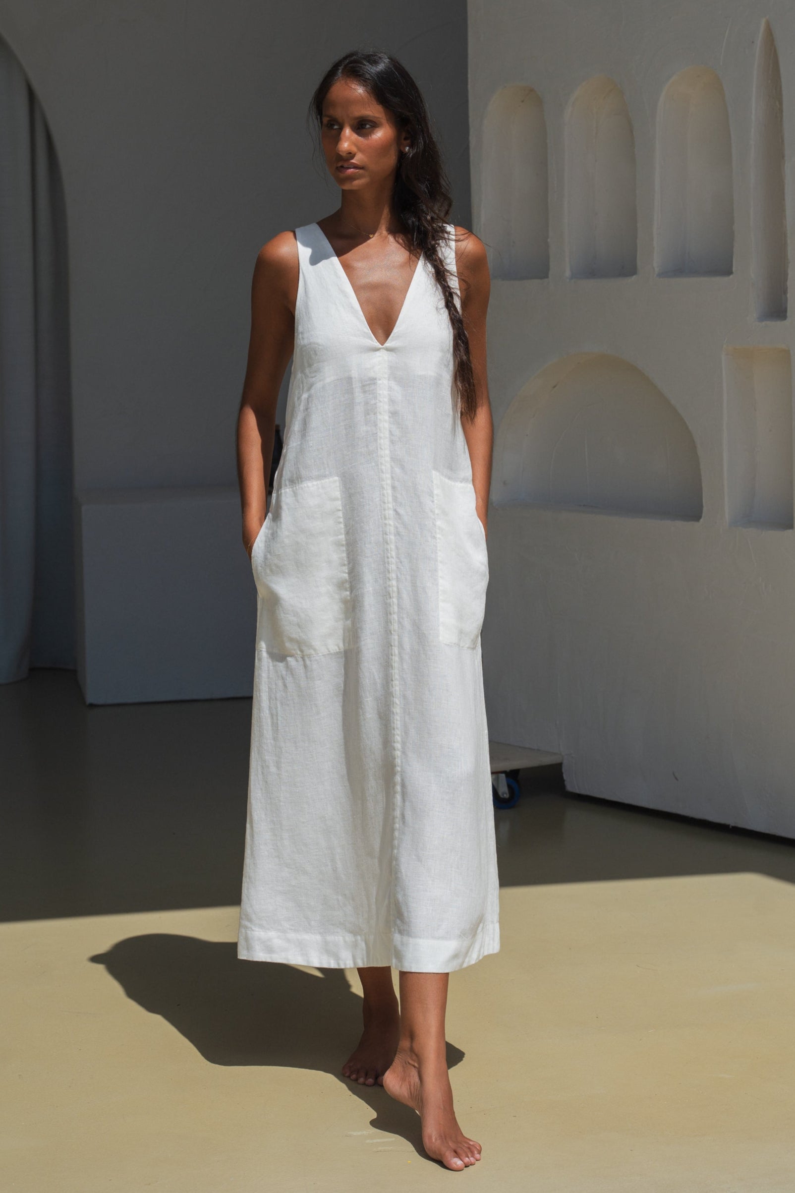 Iris Ivory Linen Dress
