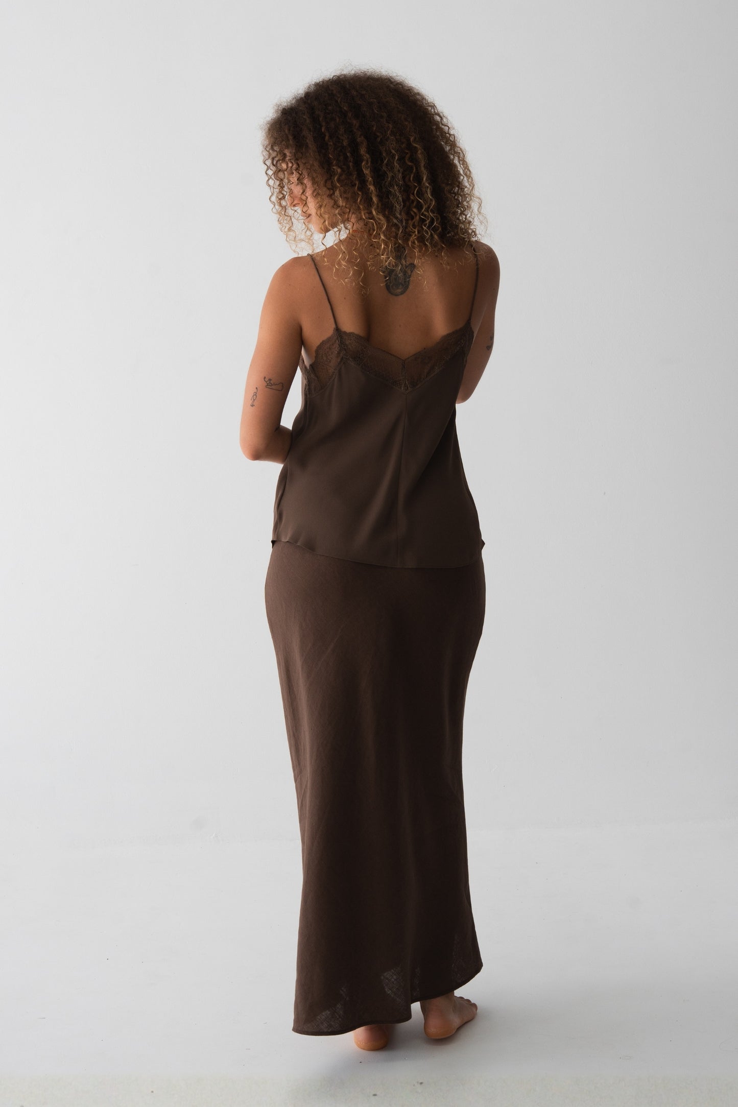 Riley Chocolate Bias Linen Skirt