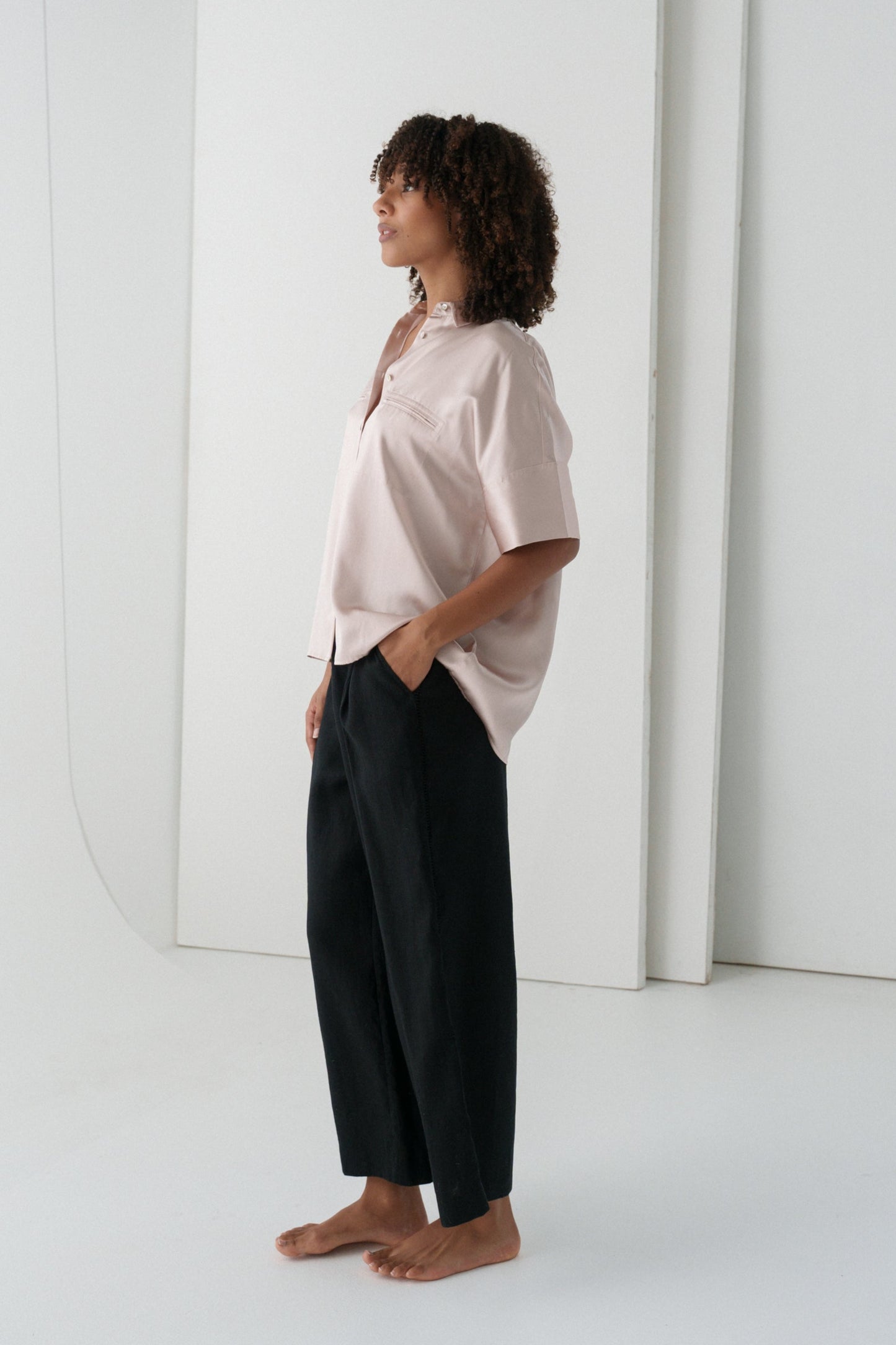 LILLY PILLY Toni silk shirt in Dusty Pink