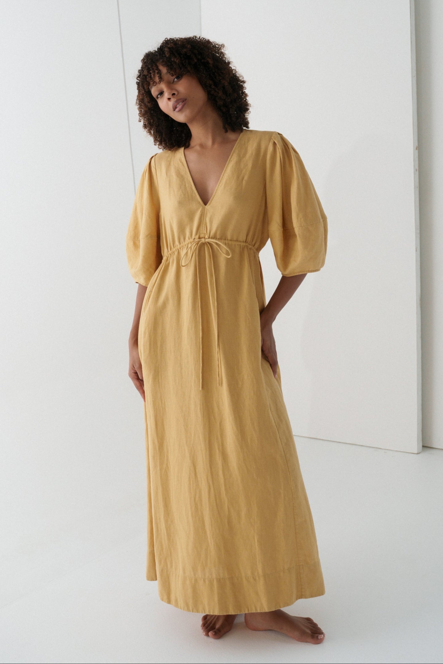 LILLY PILLY Vida linen dress in Sand