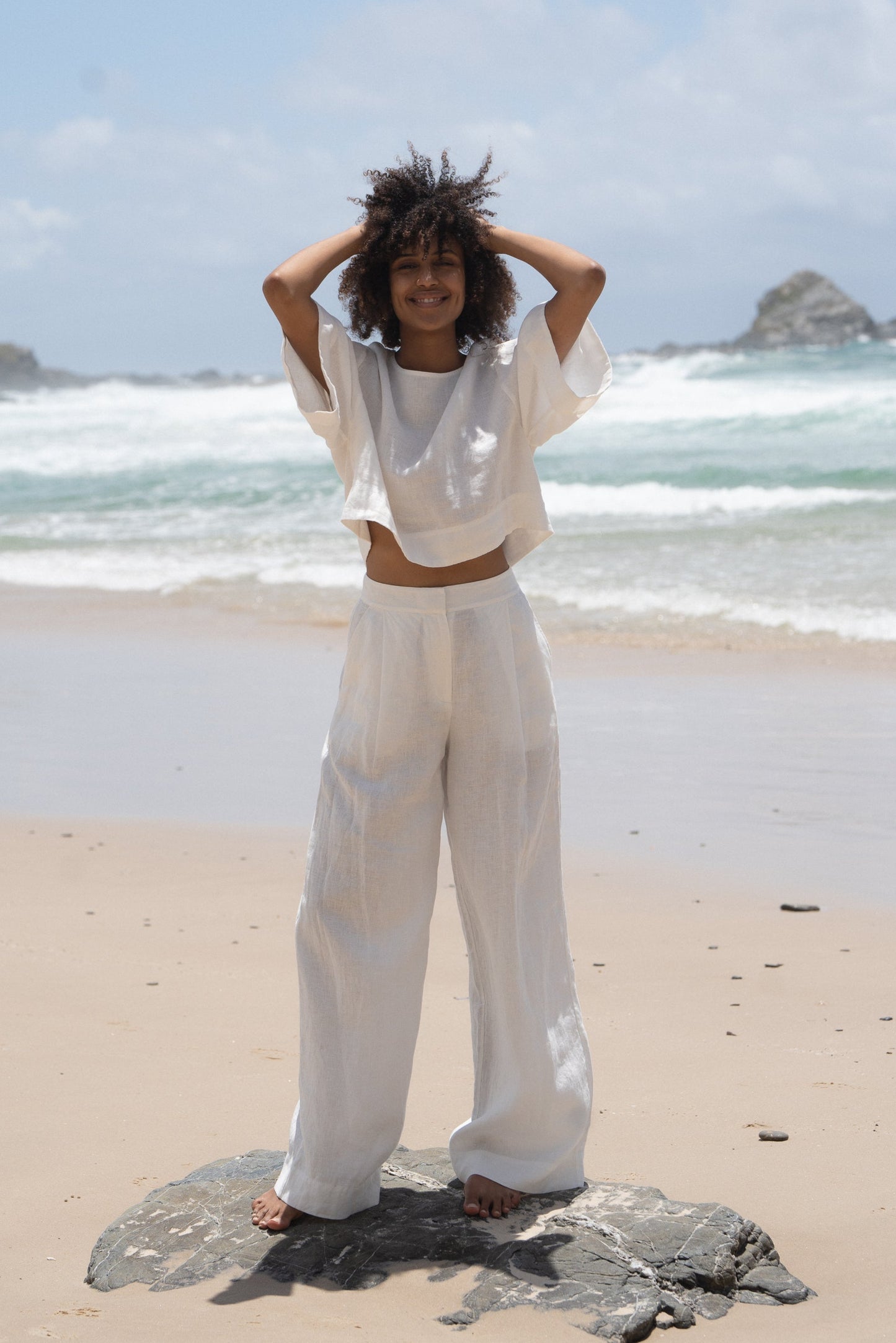 MAYA IVORY LINEN TOP