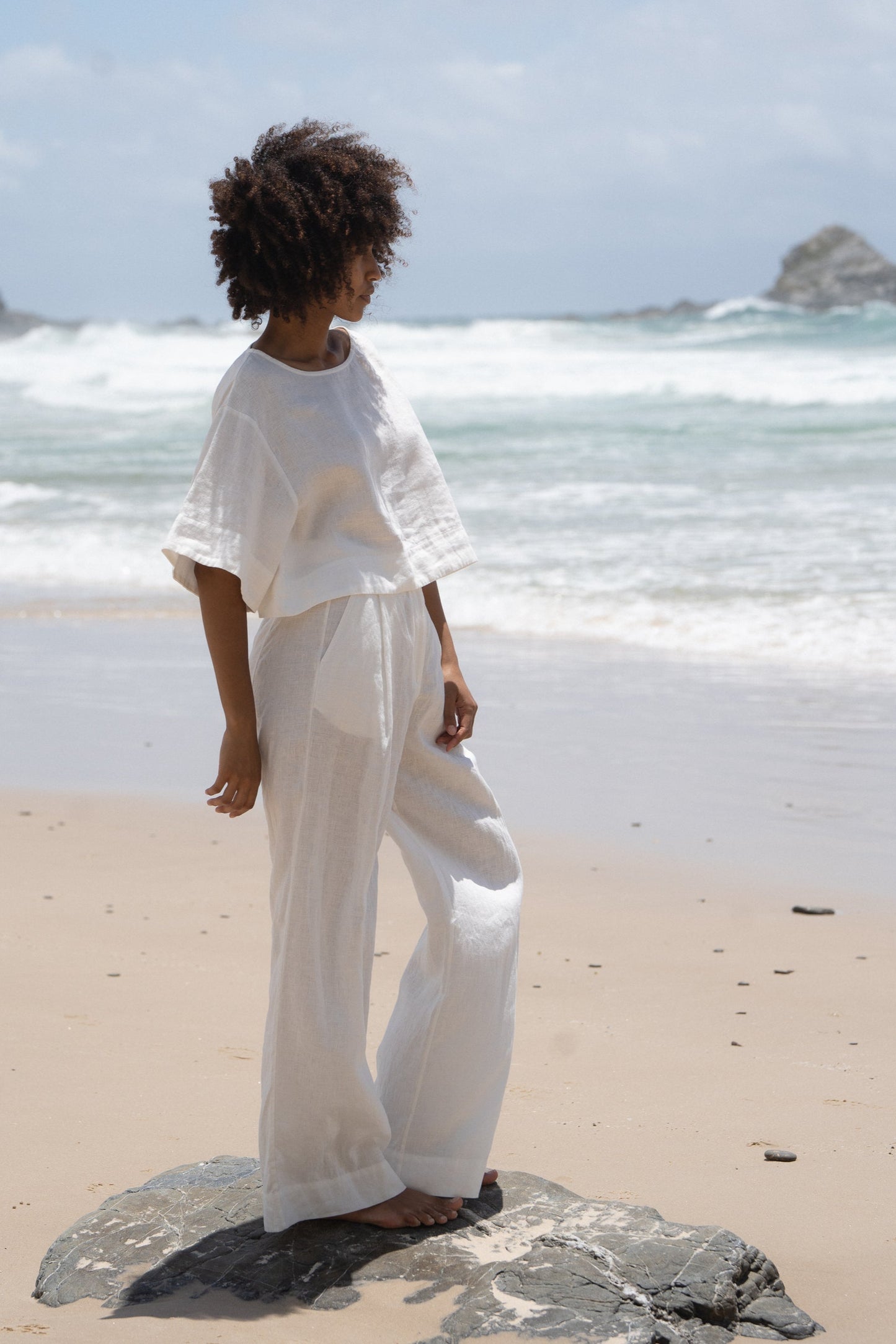 MAYA IVORY LINEN TOP