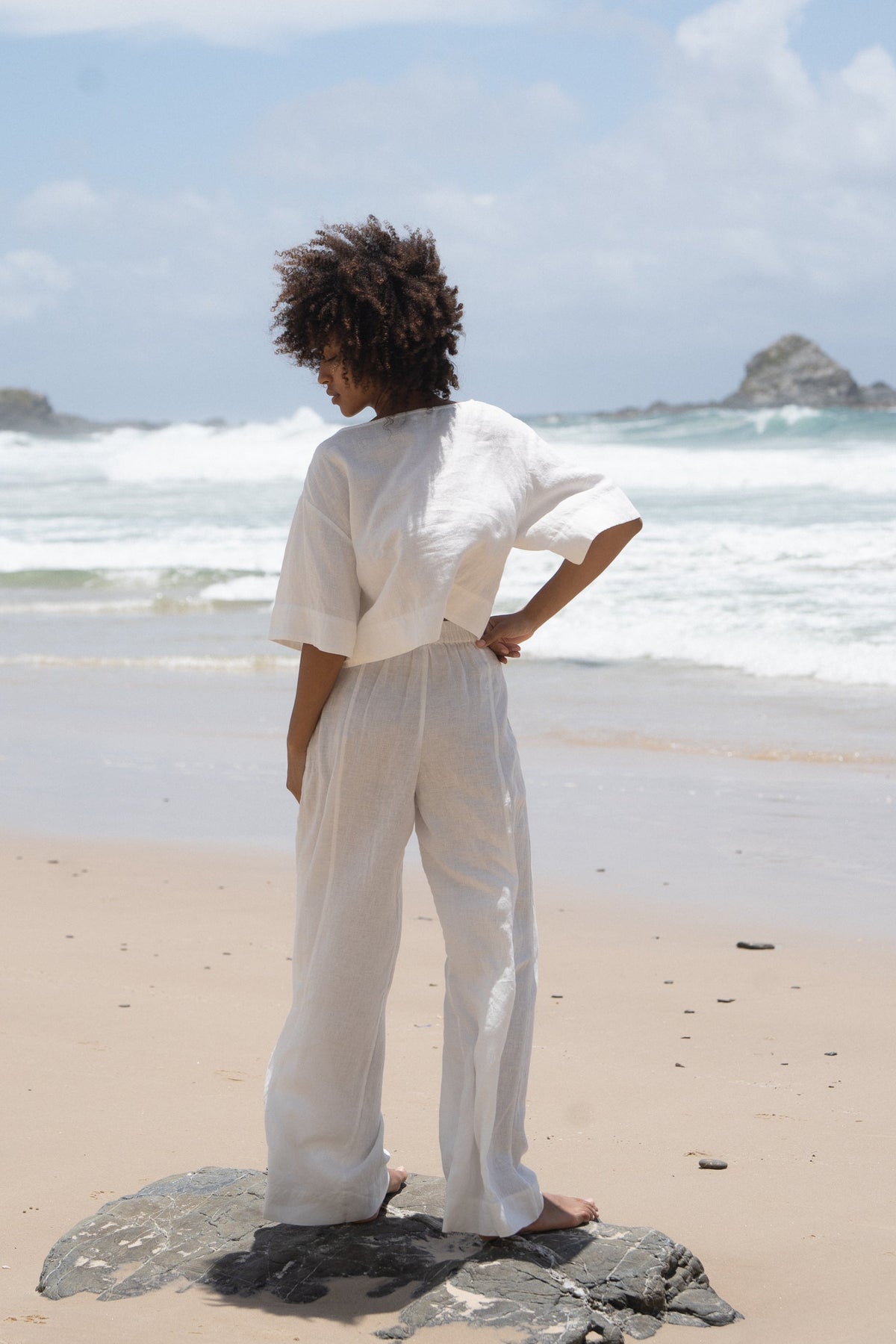 LILLY PILLY Maya ivory linen top