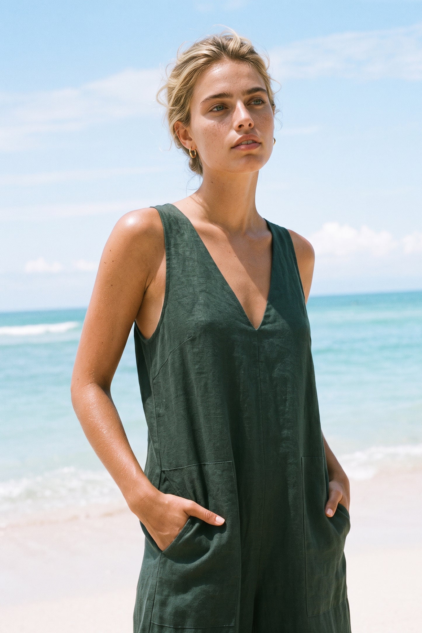 Iris Forest Linen Dress