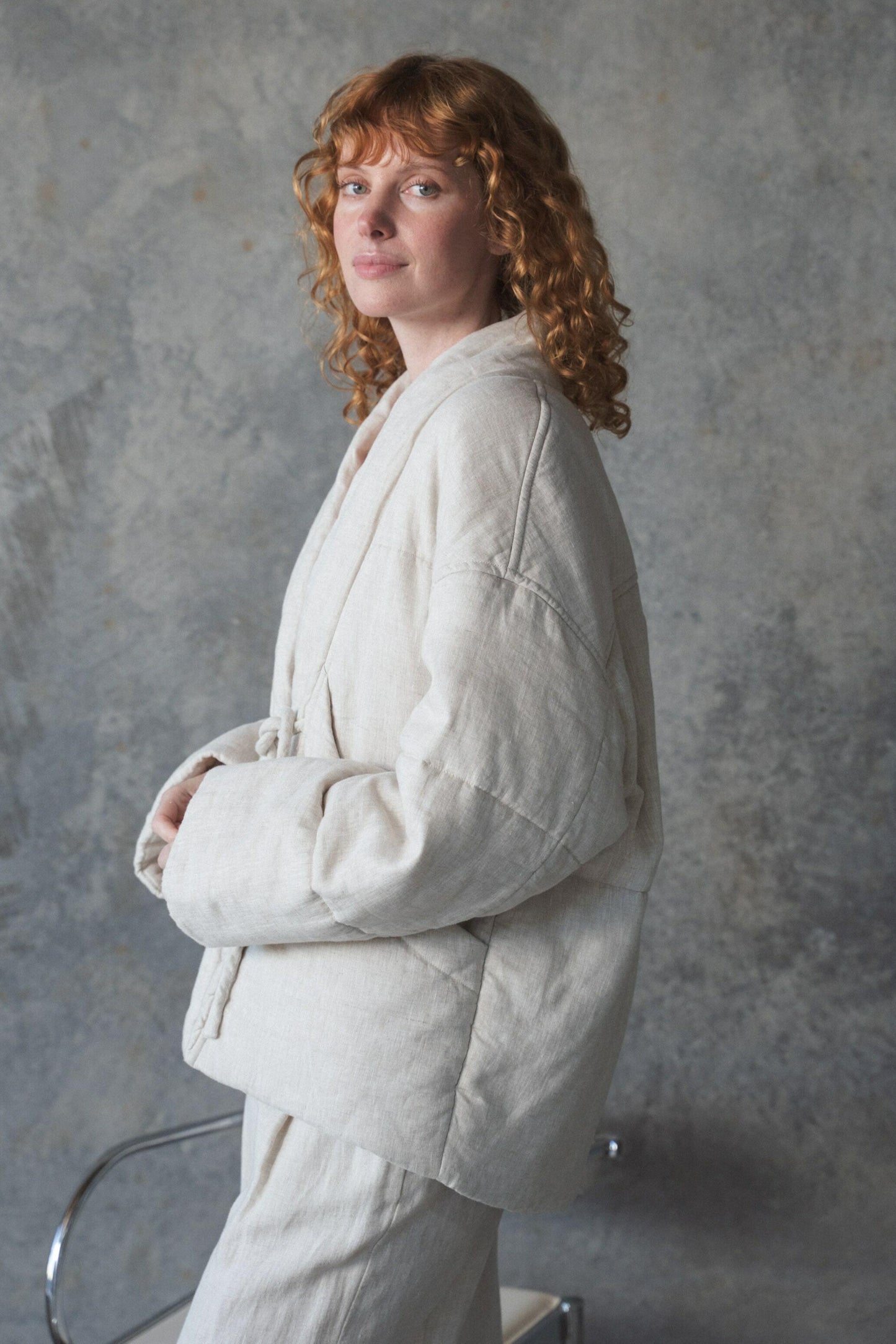 LILLY PILLY Aster linen coat in Oatmeal