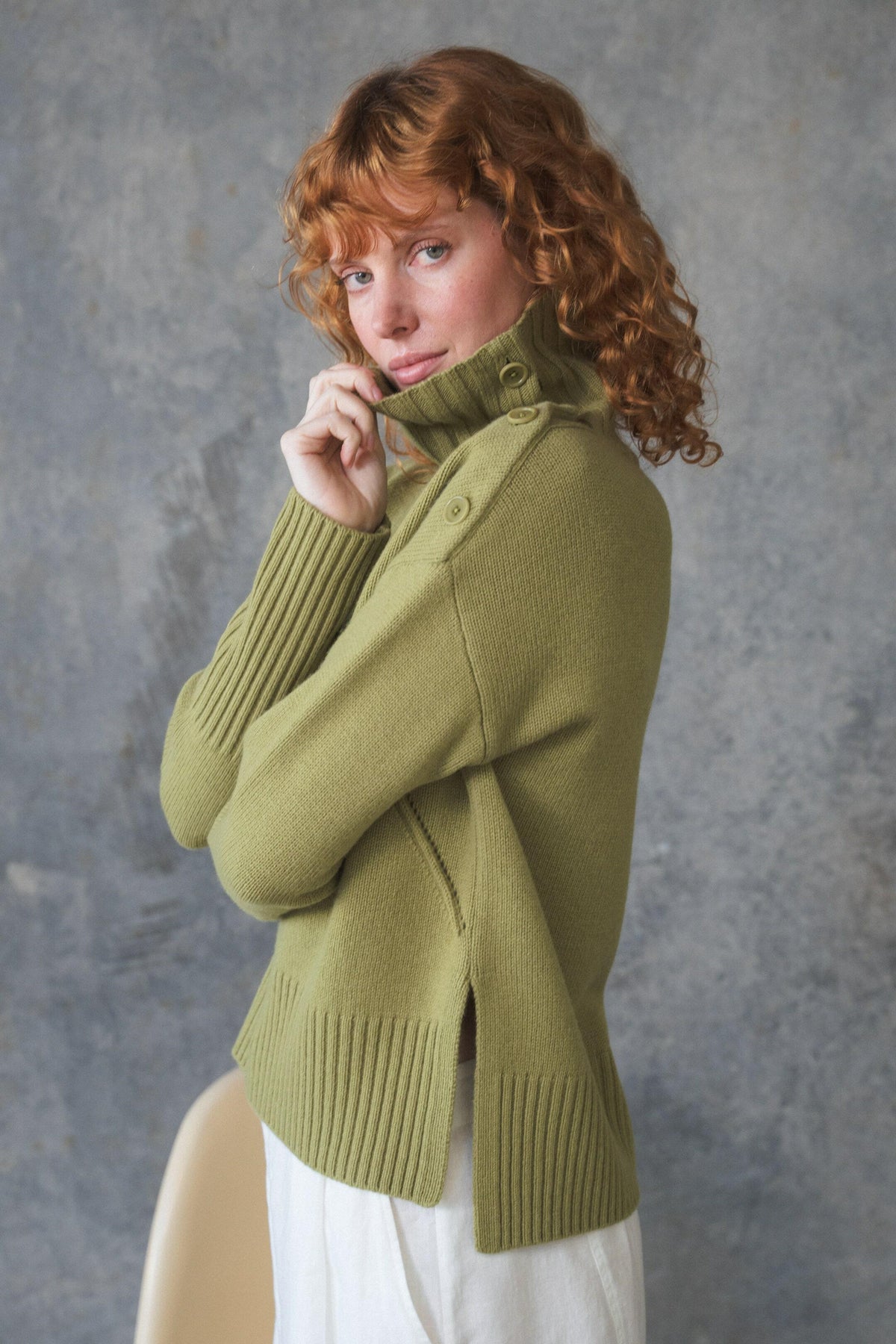LILLY PILLY Kaida cashmere knit in Olive