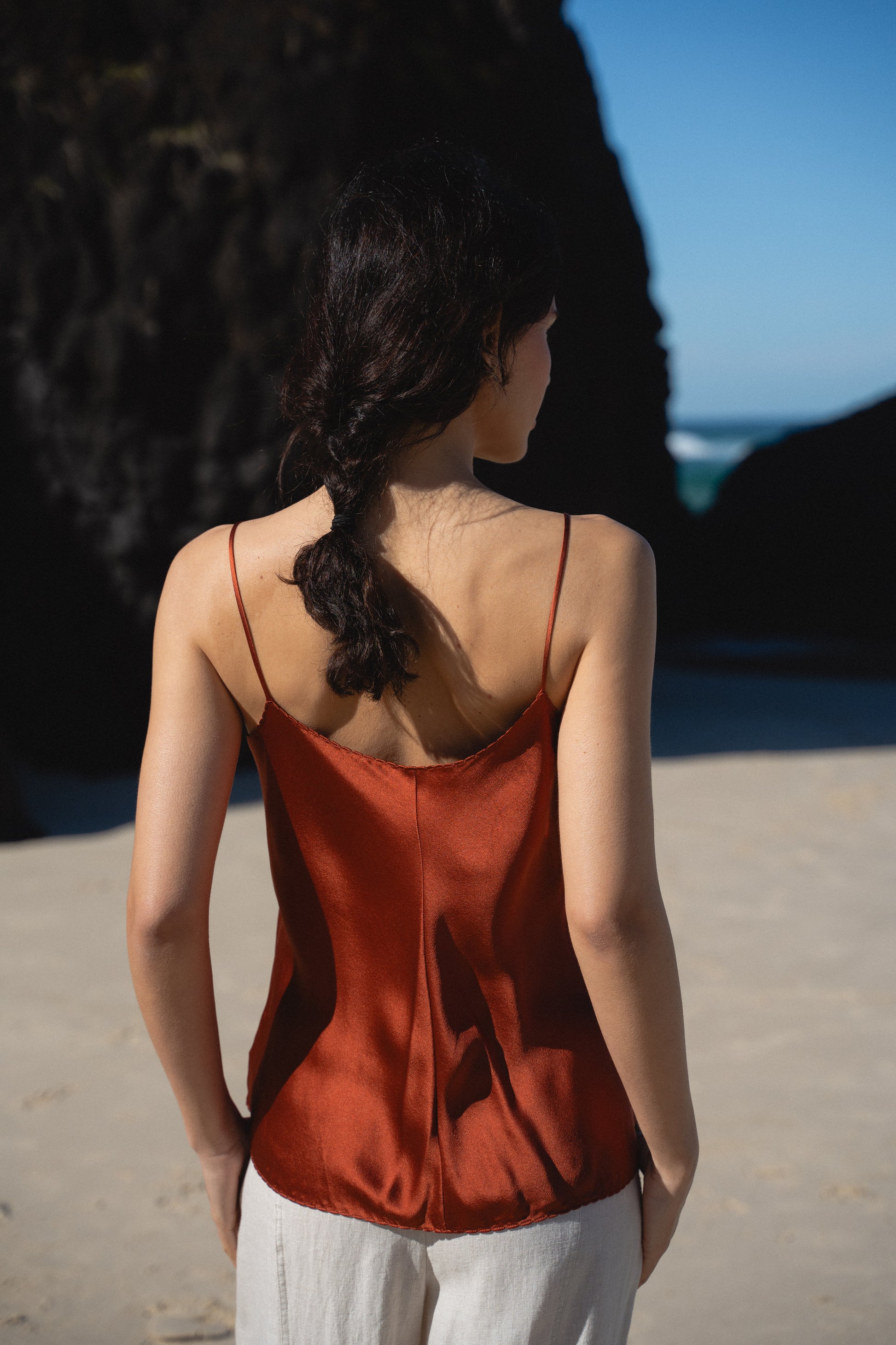 Lilly Pilly Collection bluesign® certified silk Eva Cami in Rust
