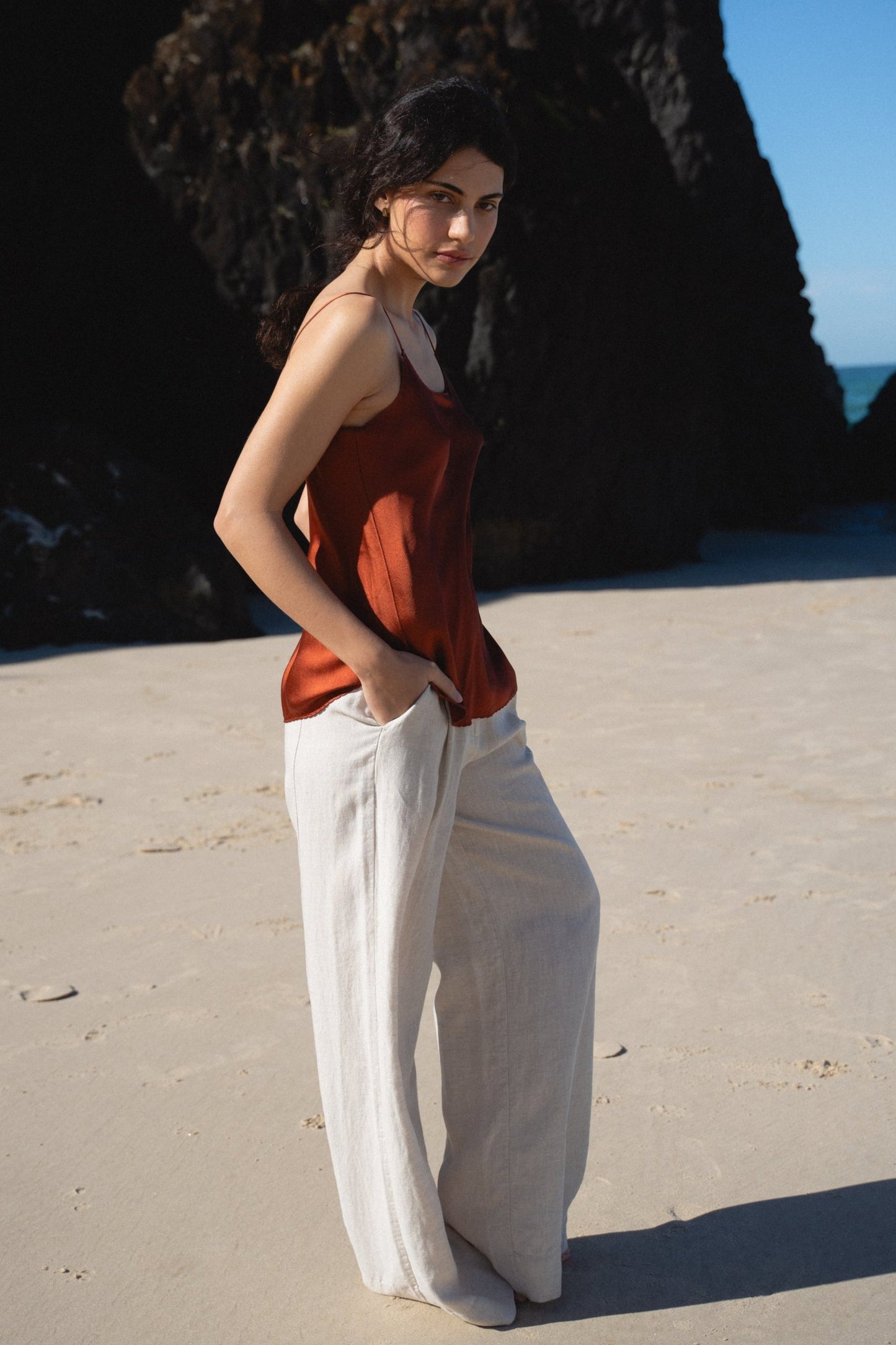 Lilly Pilly Collection bluesign® certified silk Eva Cami in Rust