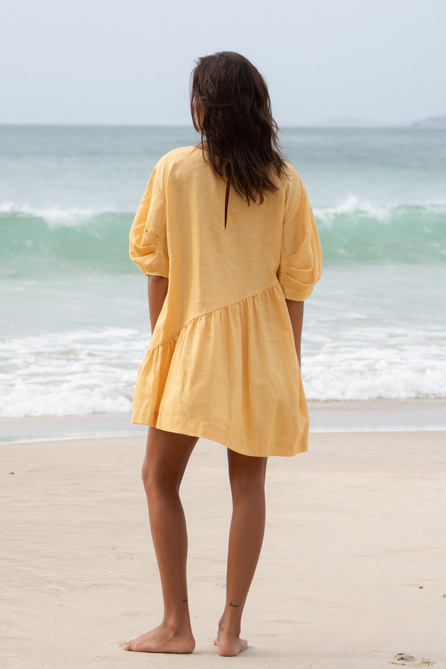 LILLY PILLY Layla linen dress in Butter