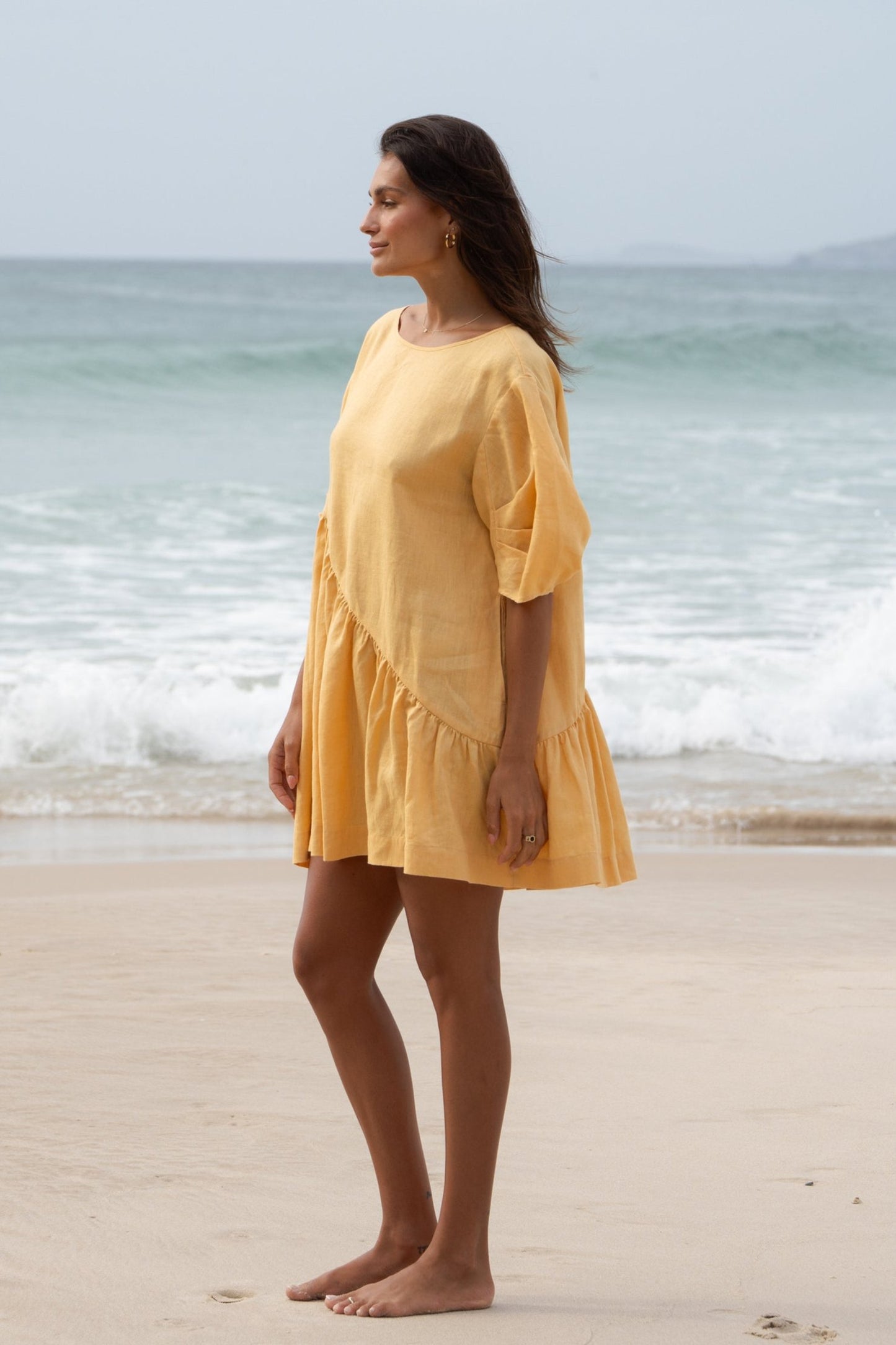 LILLY PILLY Layla linen dress in Butter