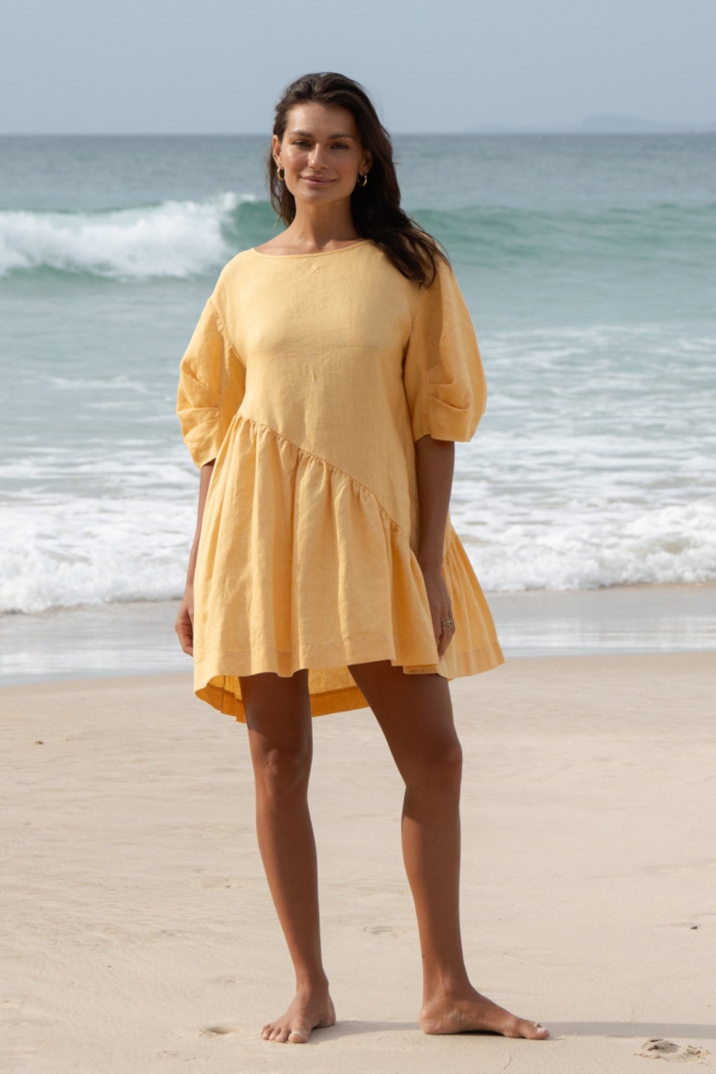 LILLY PILLY Layla linen dress in Butter