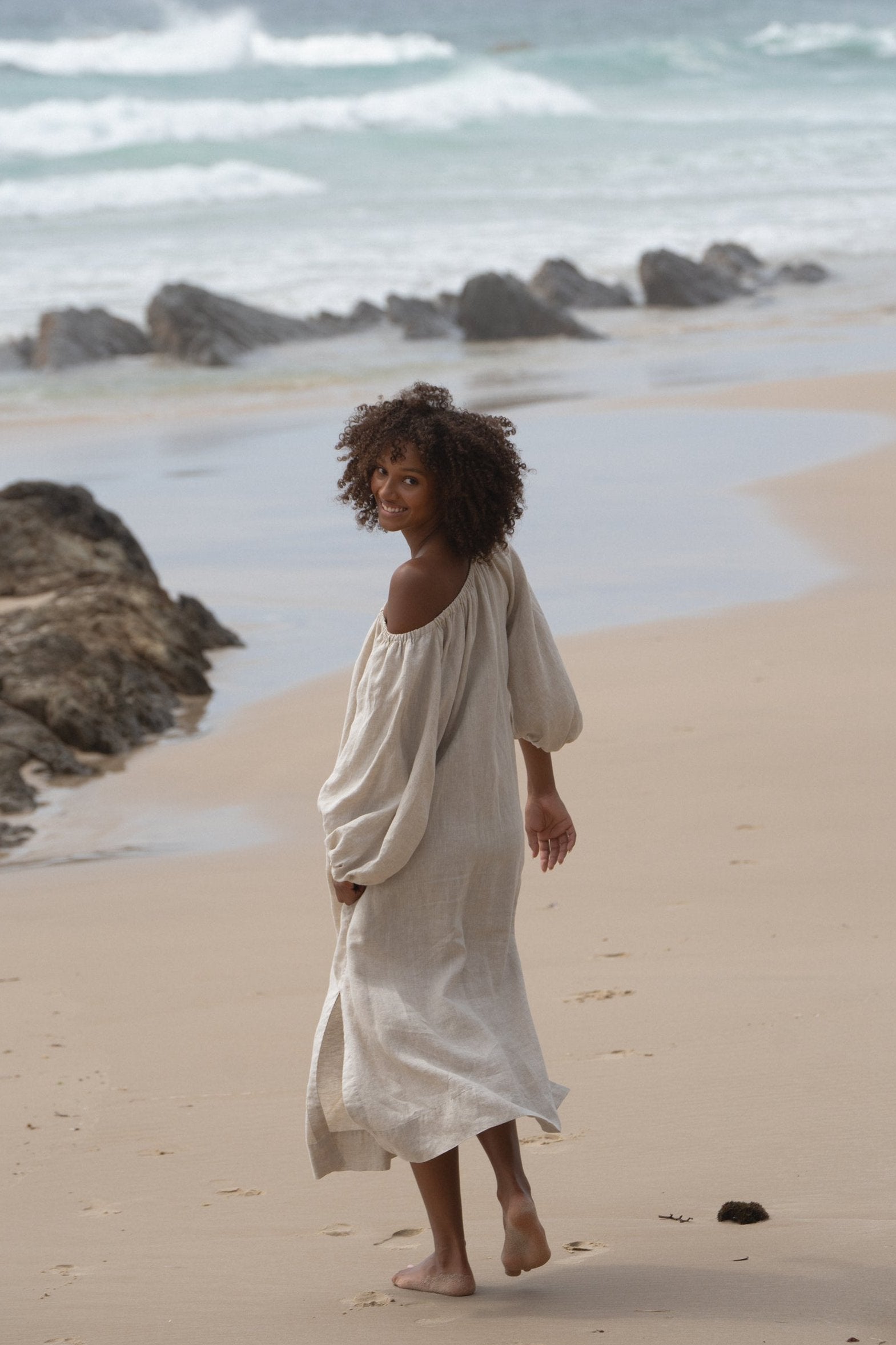 LILLY PILLY Lucia linen dress in Oatmeal