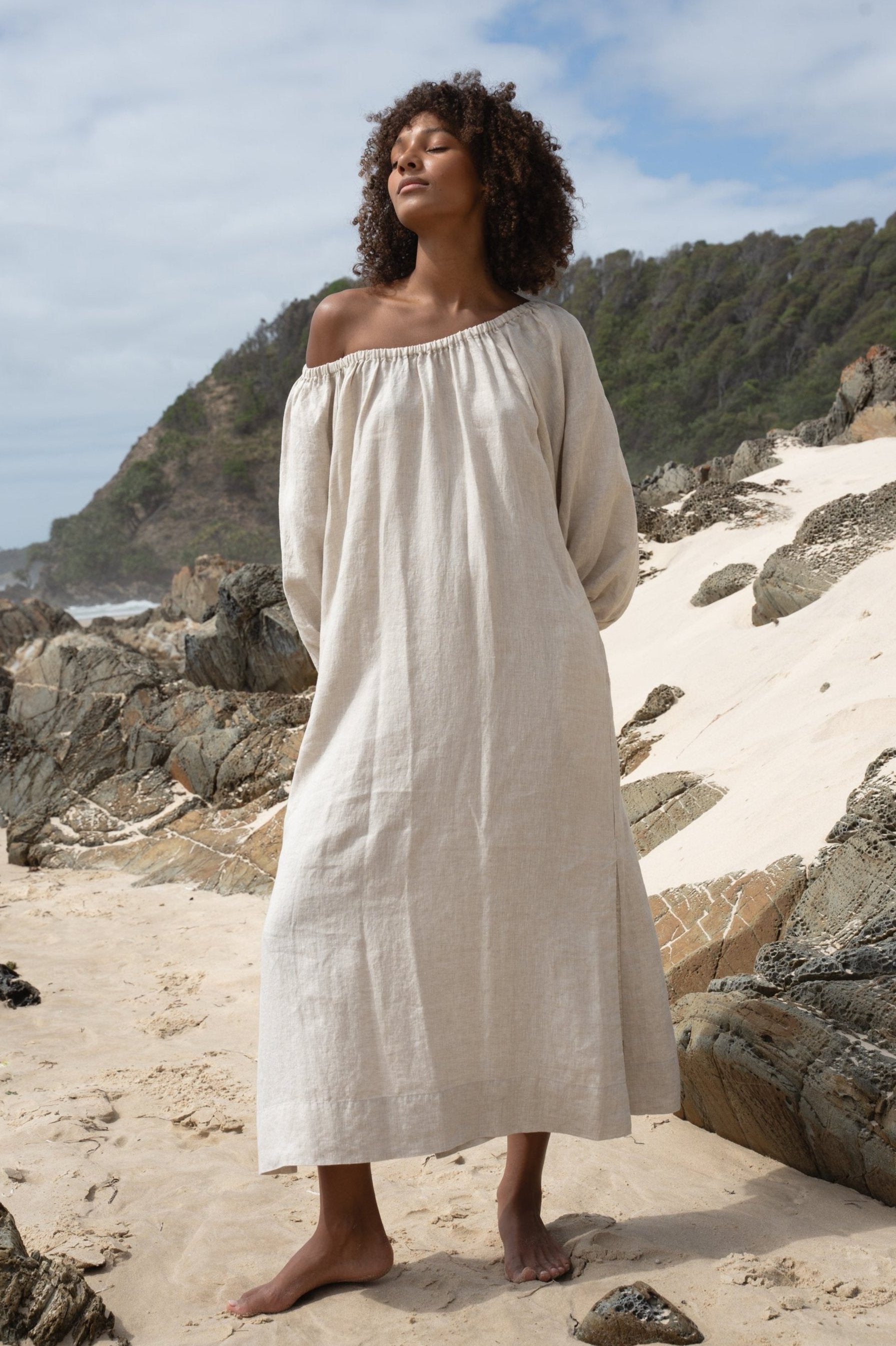 LILLY PILLY Lucia linen dress in Oatmeal