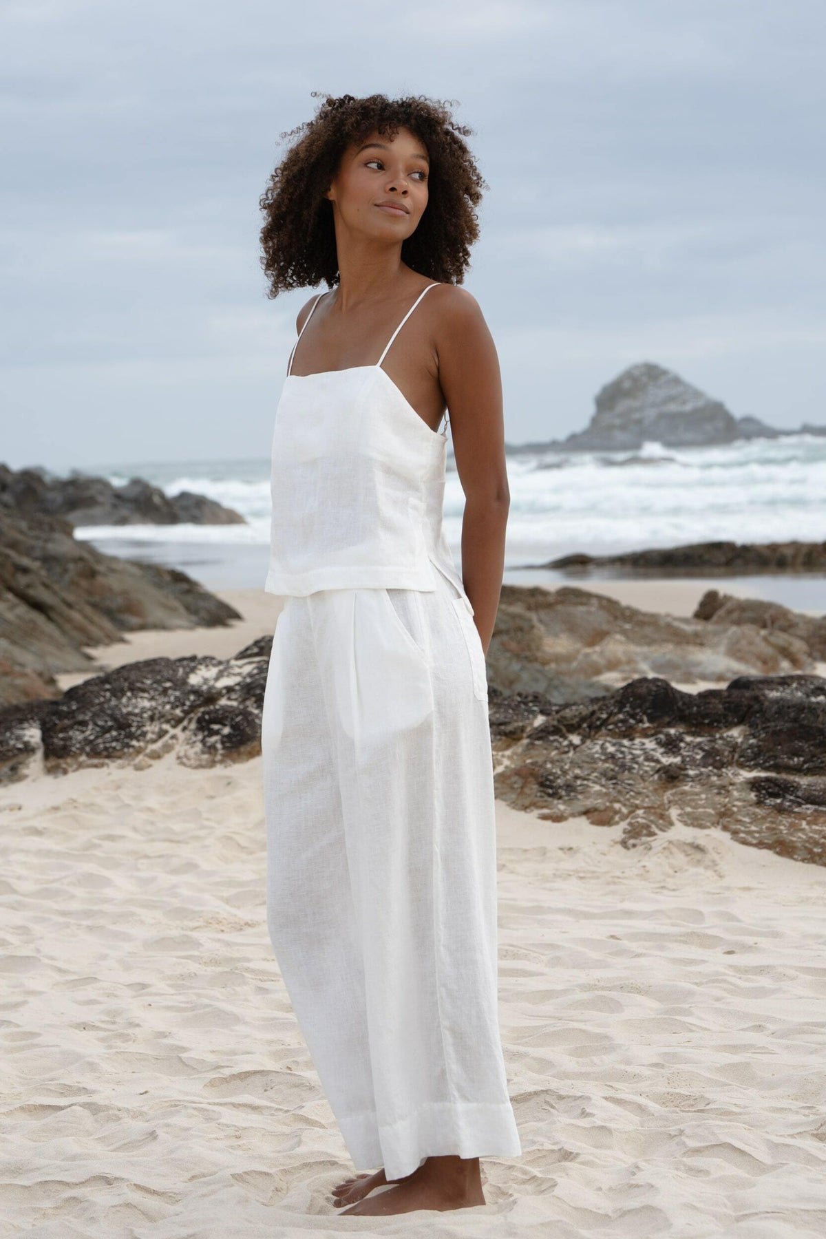LILLY PILLY Ivy linen pants in Ivory side view