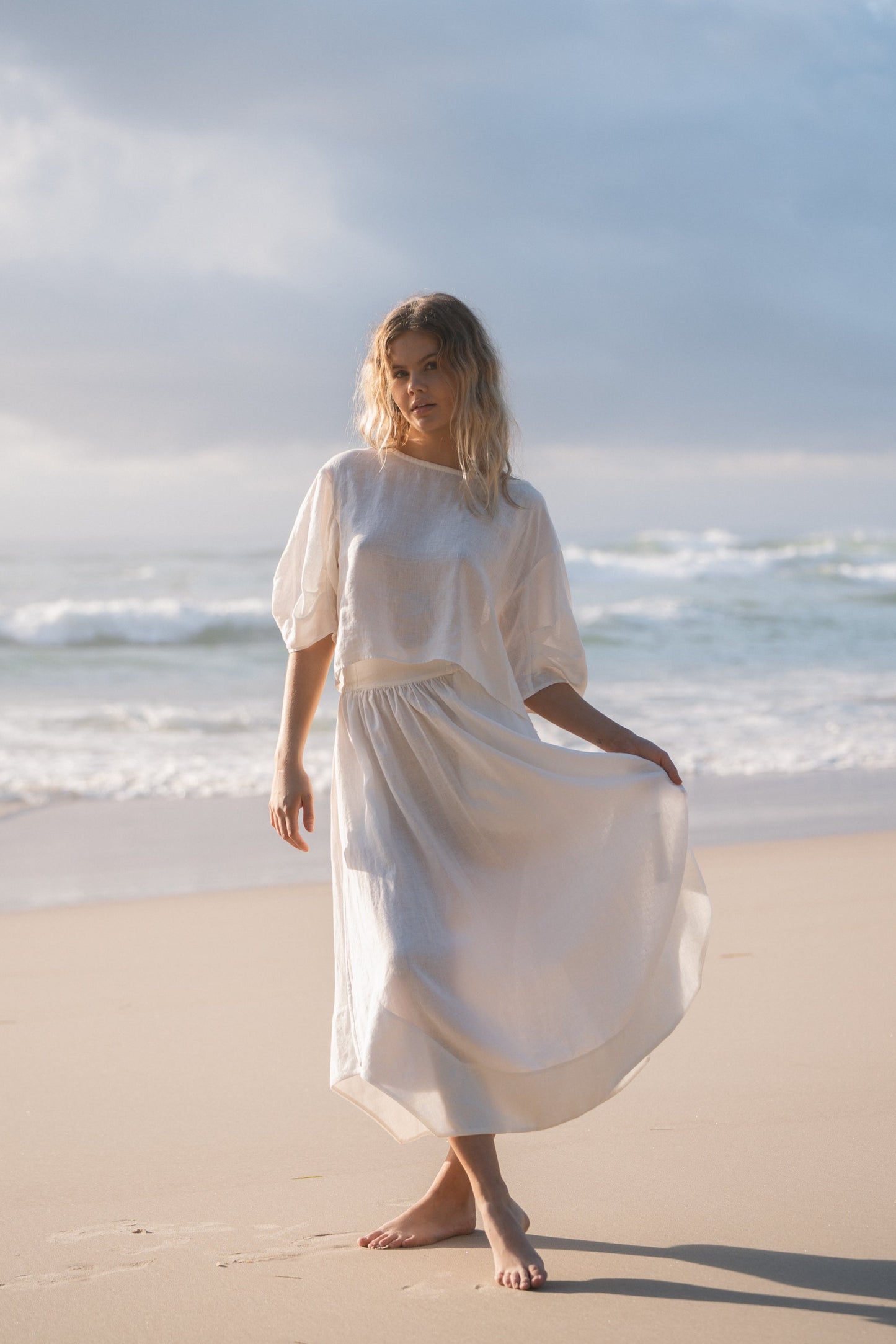 LEIA IVORY LINEN TOP