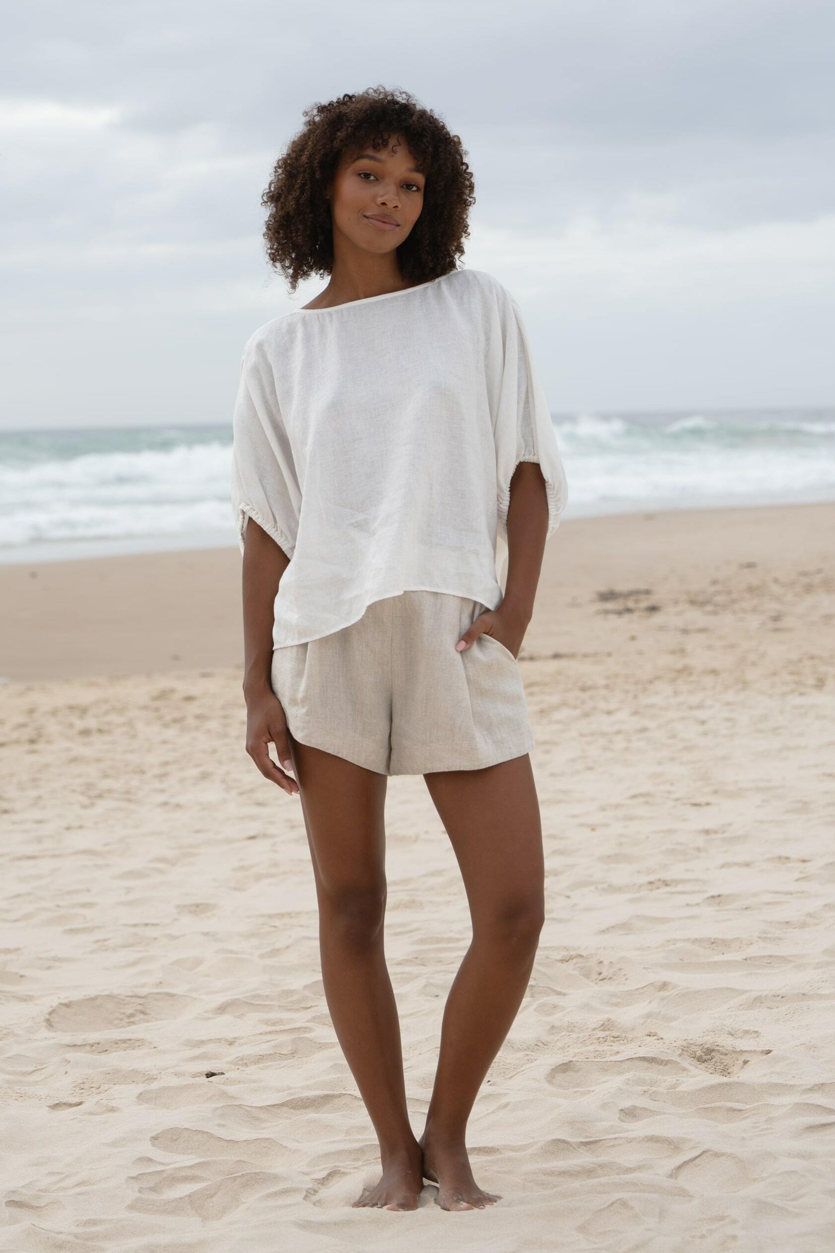 Tina Ivory Linen Top - European Flax linen – Lilly Pilly