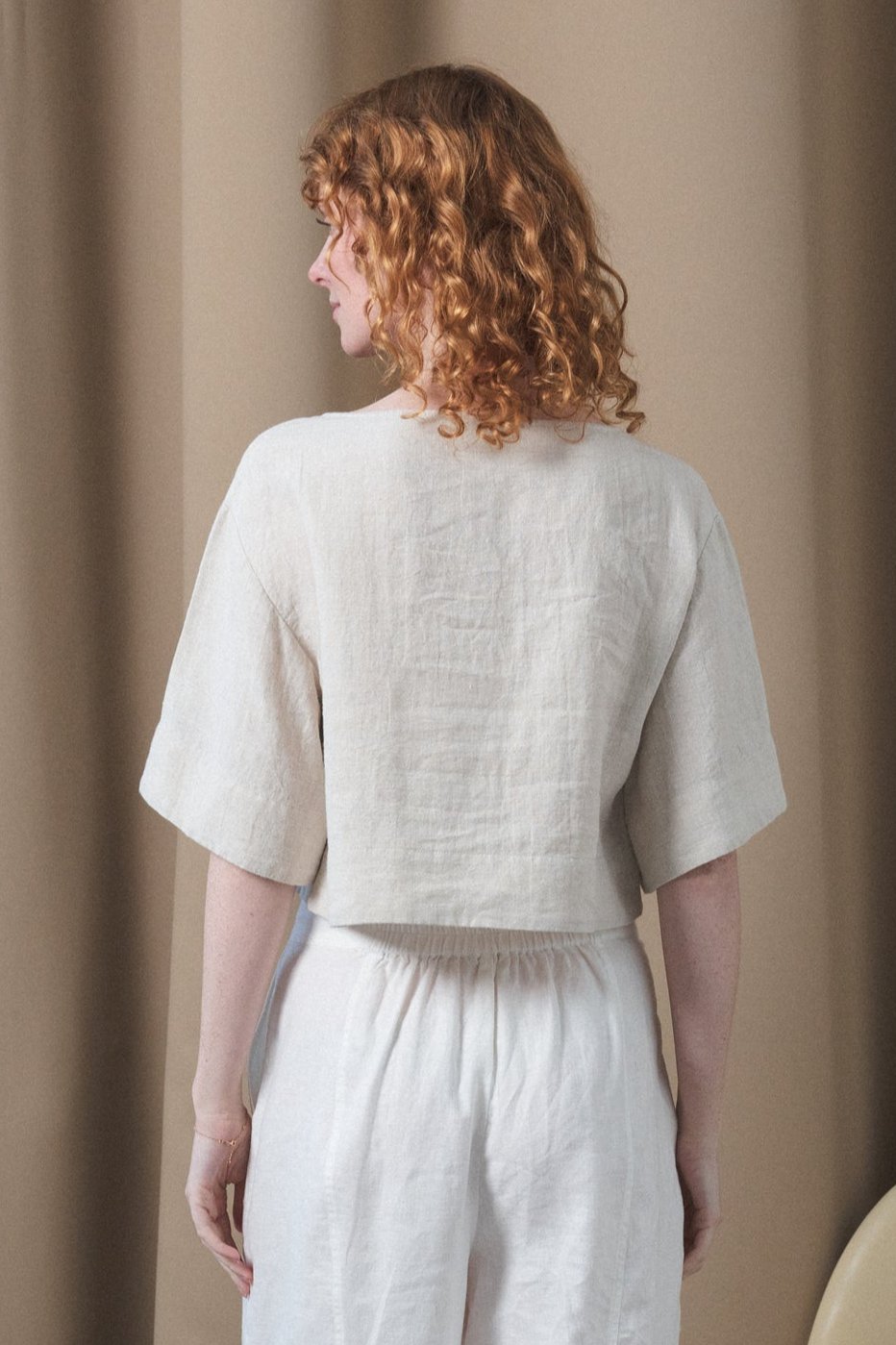 LILLY PILLY Maya linen top in Oatmeal