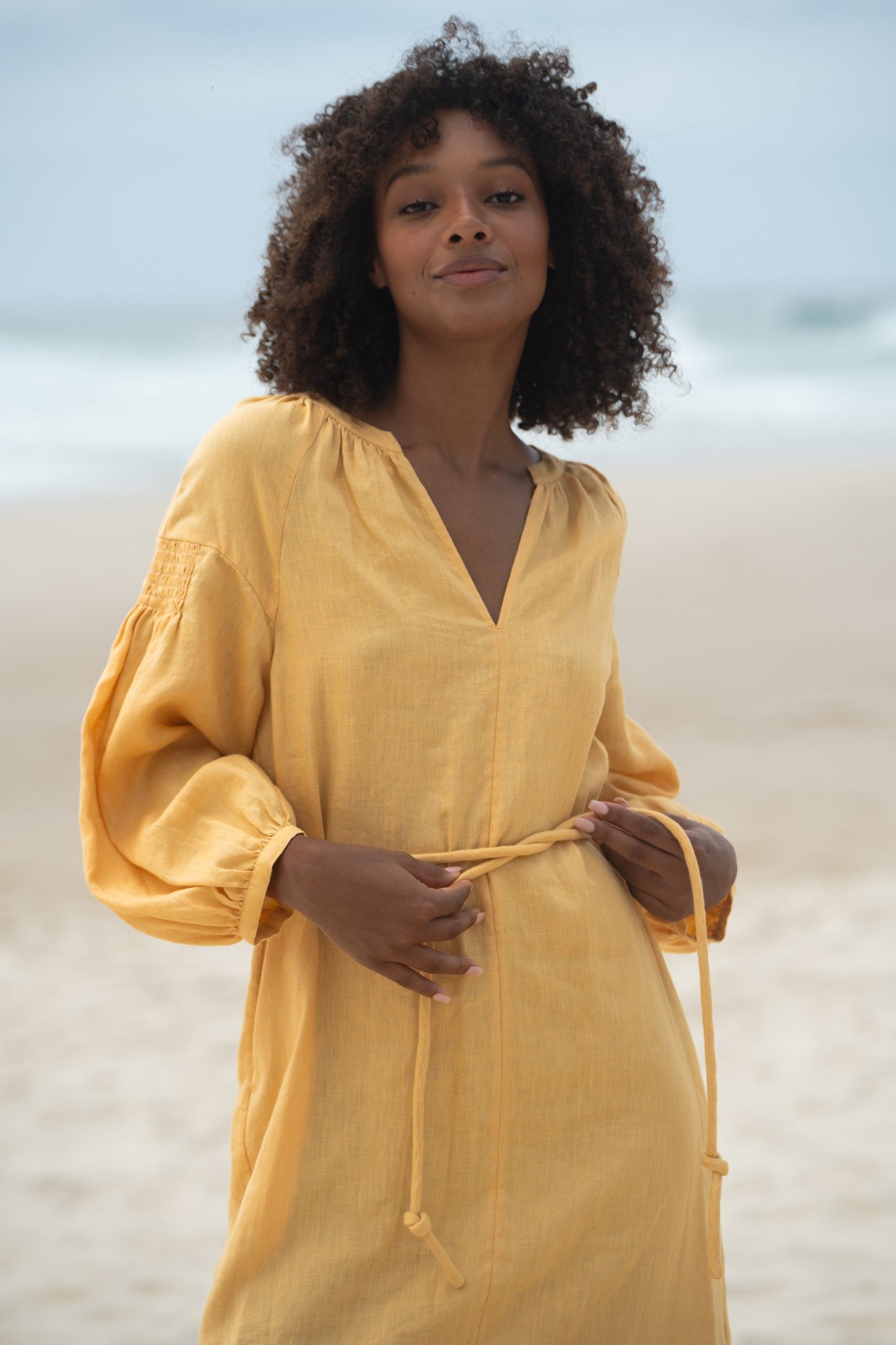 LILLY PILLY Skylar linen dress in Butter