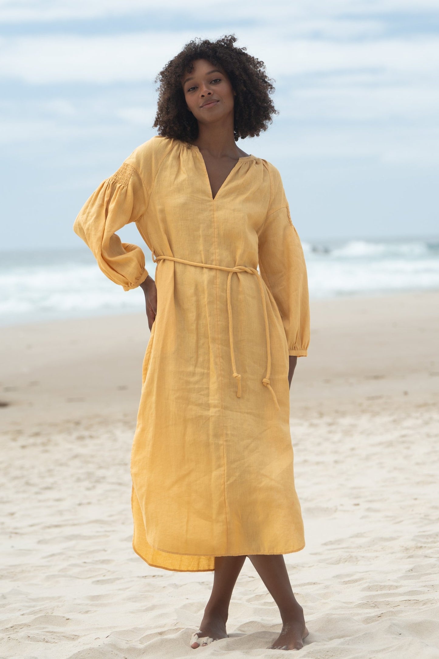 LILLY PILLY Skylar linen dress in Butter