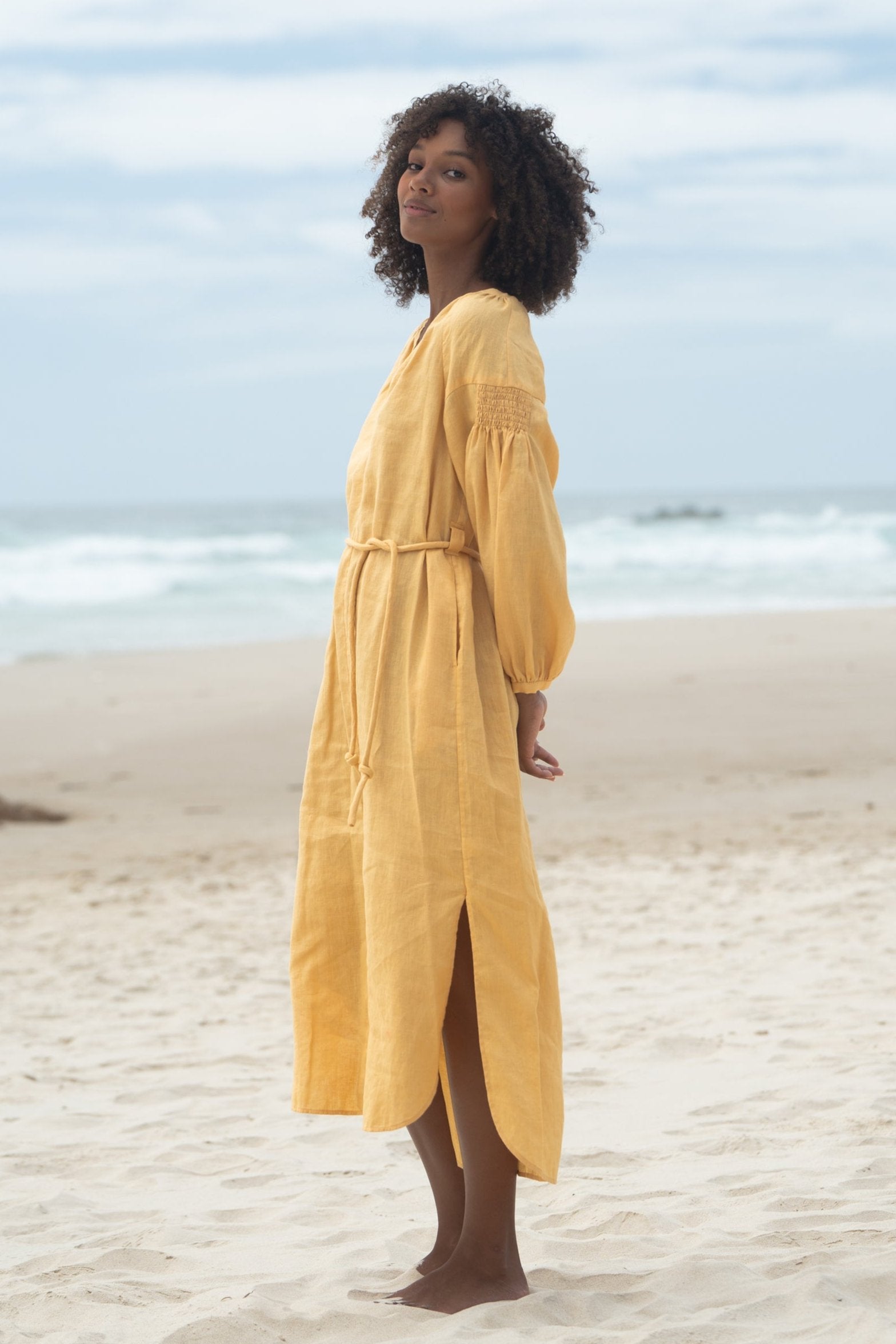 LILLY PILLY Skylar linen dress in Butter
