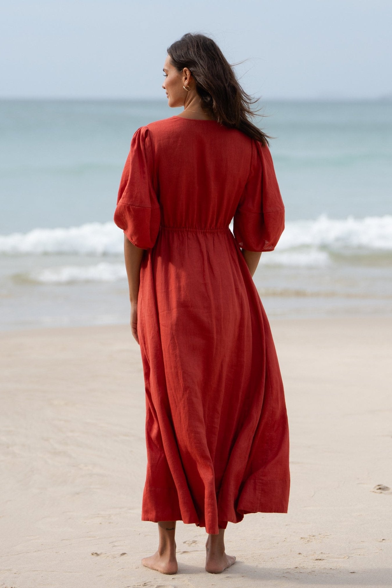 Vida Linen Midi Maxi Dress - Hibiscus : European linen – Lilly Pilly