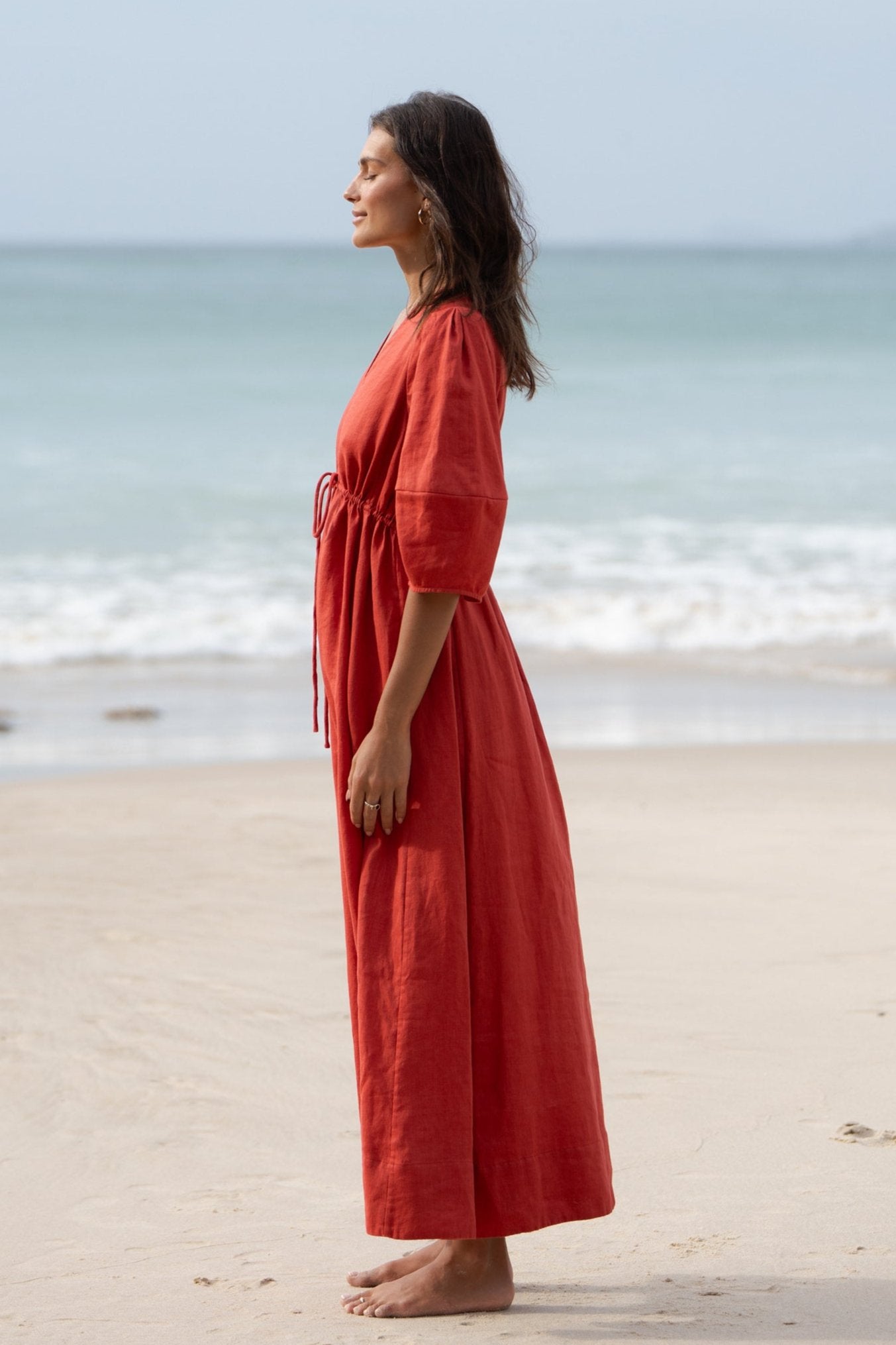 LILLY PILLY Vida linen dress in Hibiscus