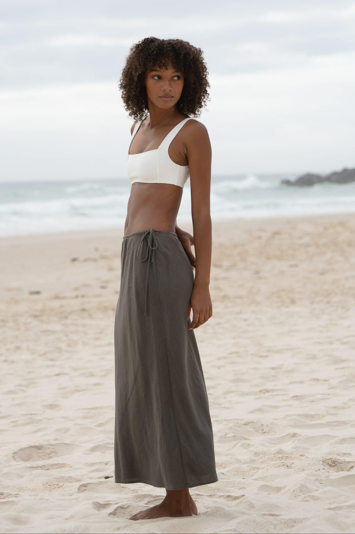 LILLY PILLY Riley linen skirt in Khaki