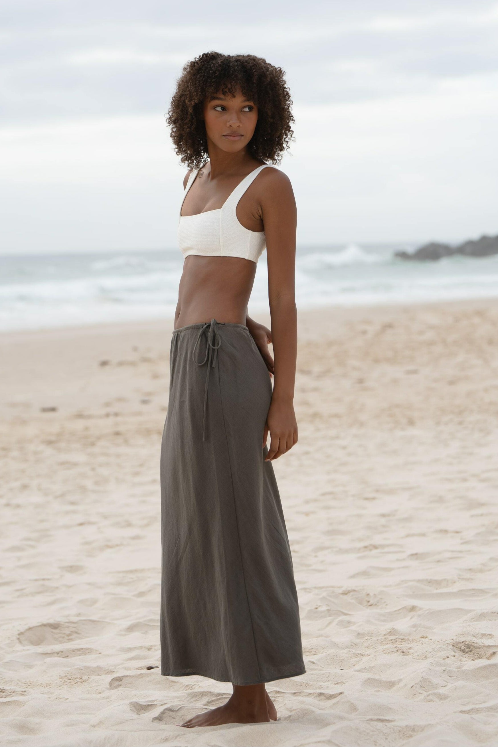 LILLY PILLY Riley linen skirt in Khaki