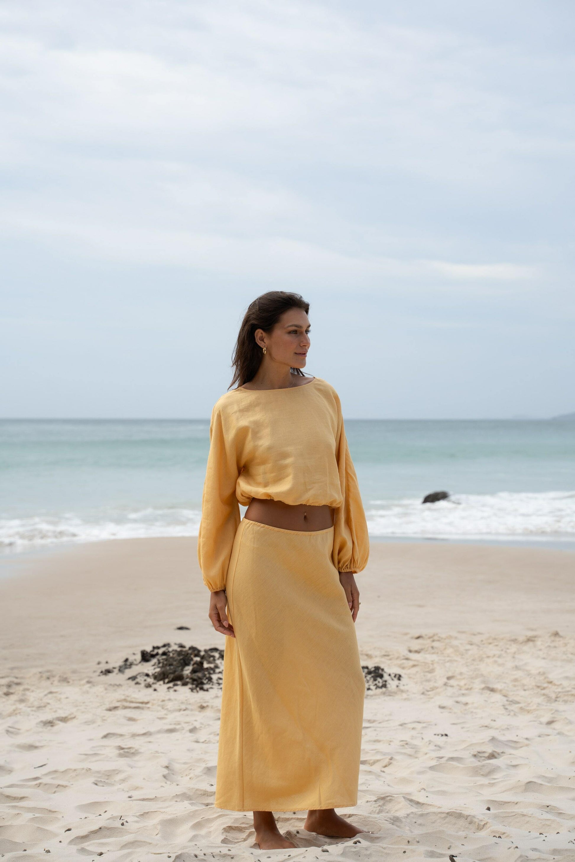 LILLY PILLY Louisa linen shirt top in Butter
