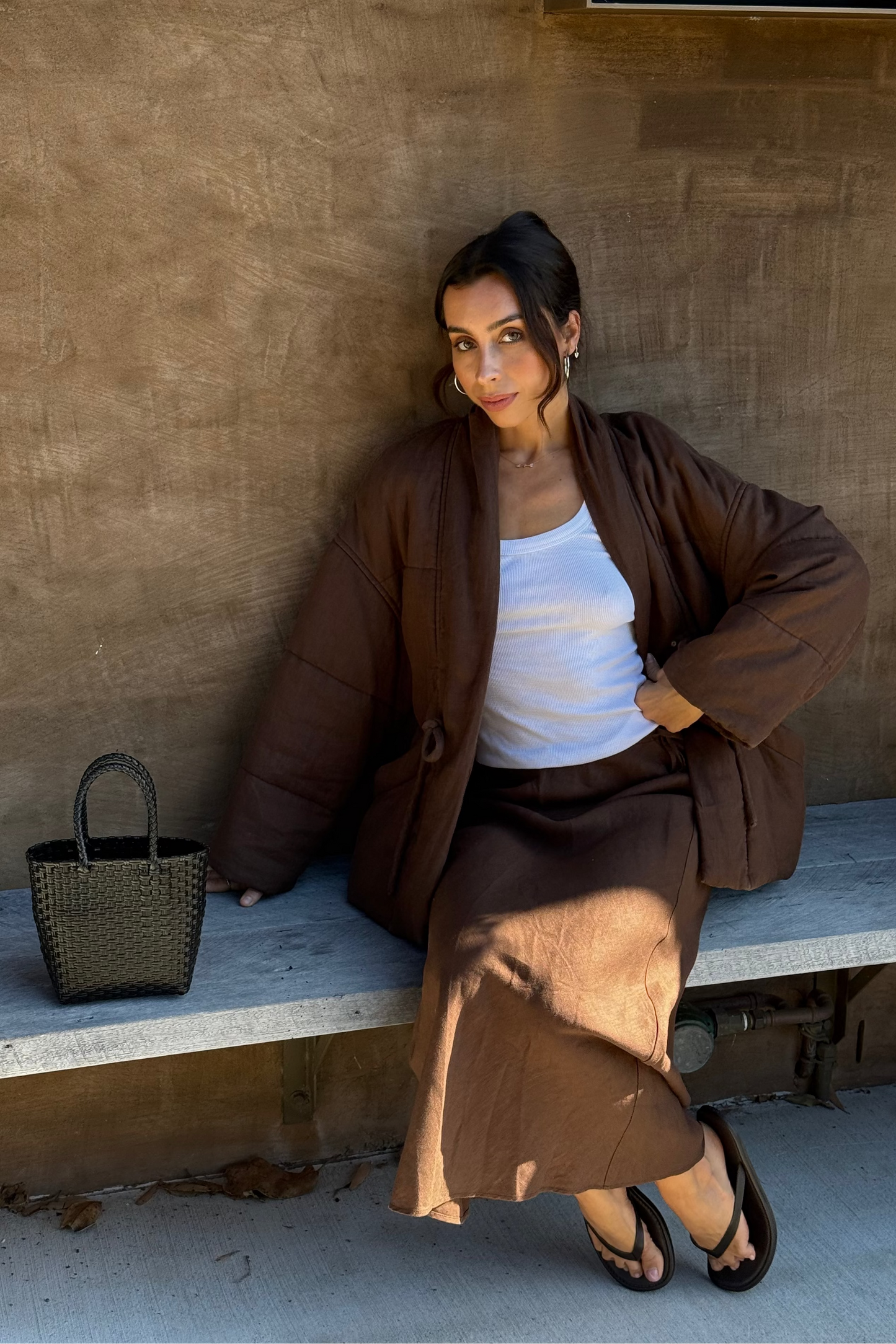 ASTER CHOCOLATE LINEN COAT