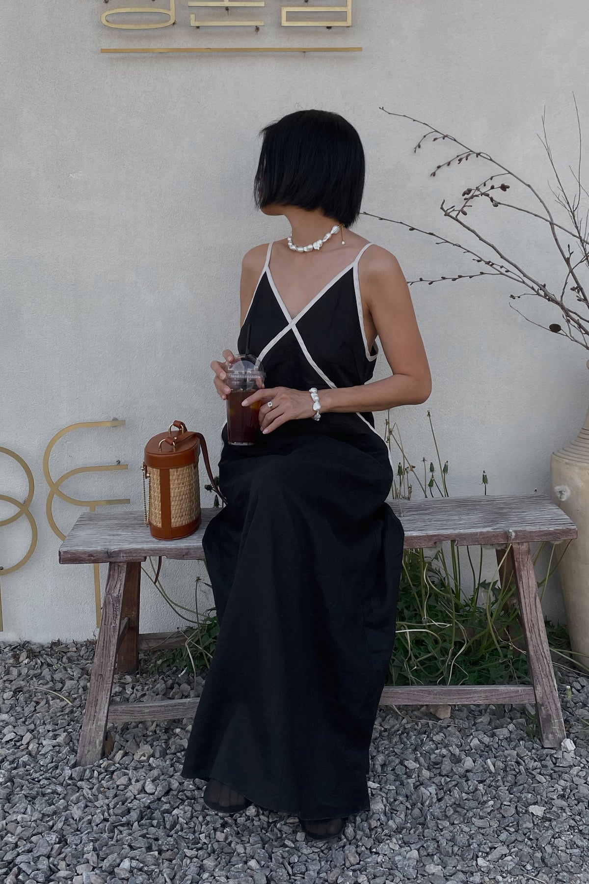Azalea Black Linen Dress