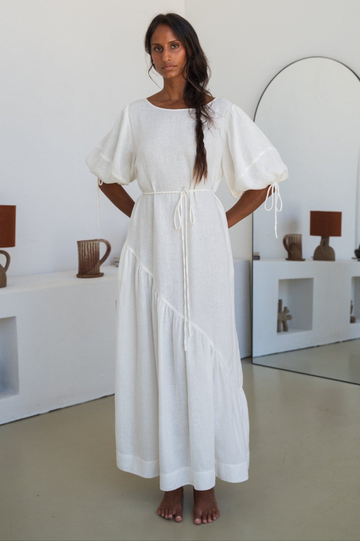 Charlotte Ivory Linen Dress - European Linen S
