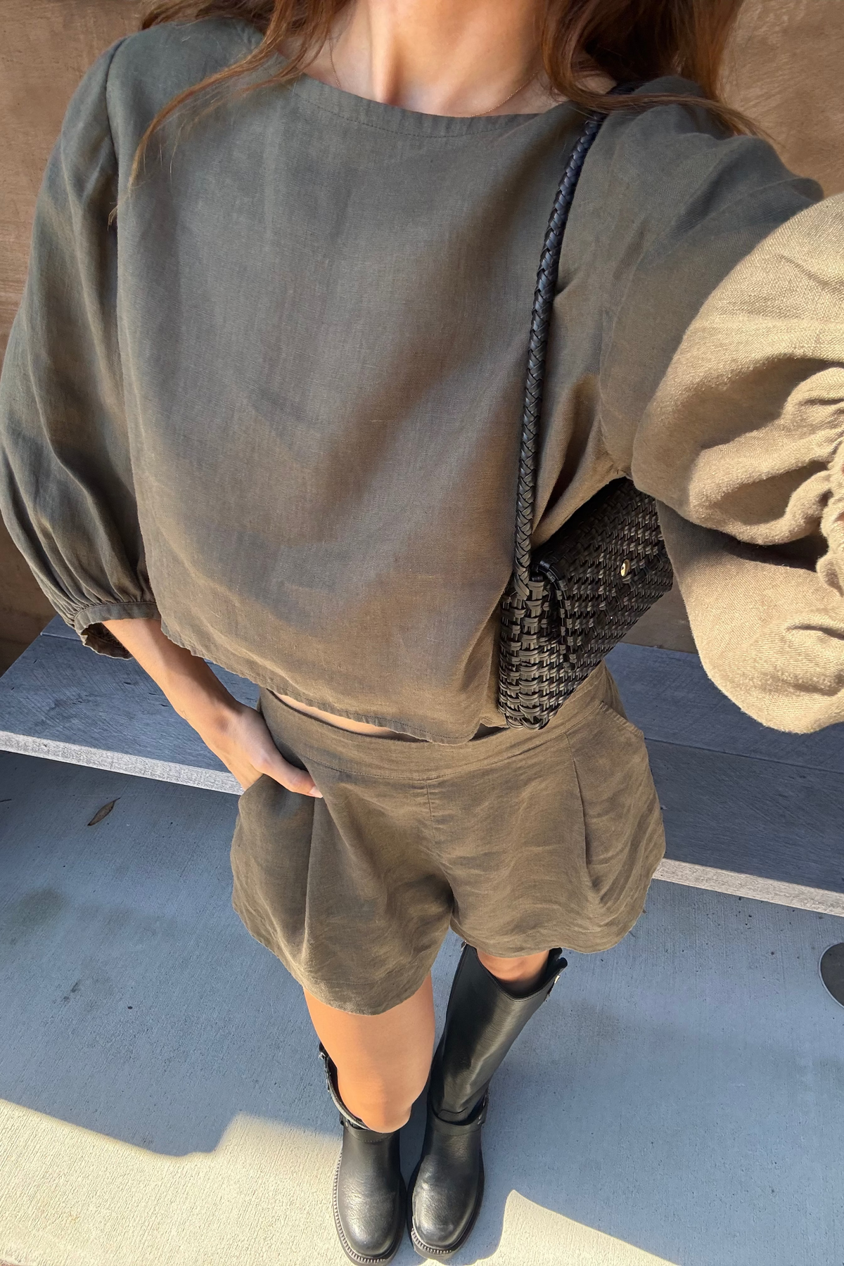 DEMI KHAKI LINEN TOP