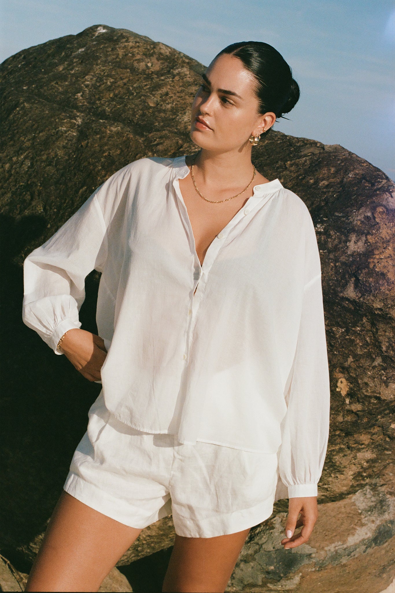 EMBER IVORY COTTON VOILE SHIRT