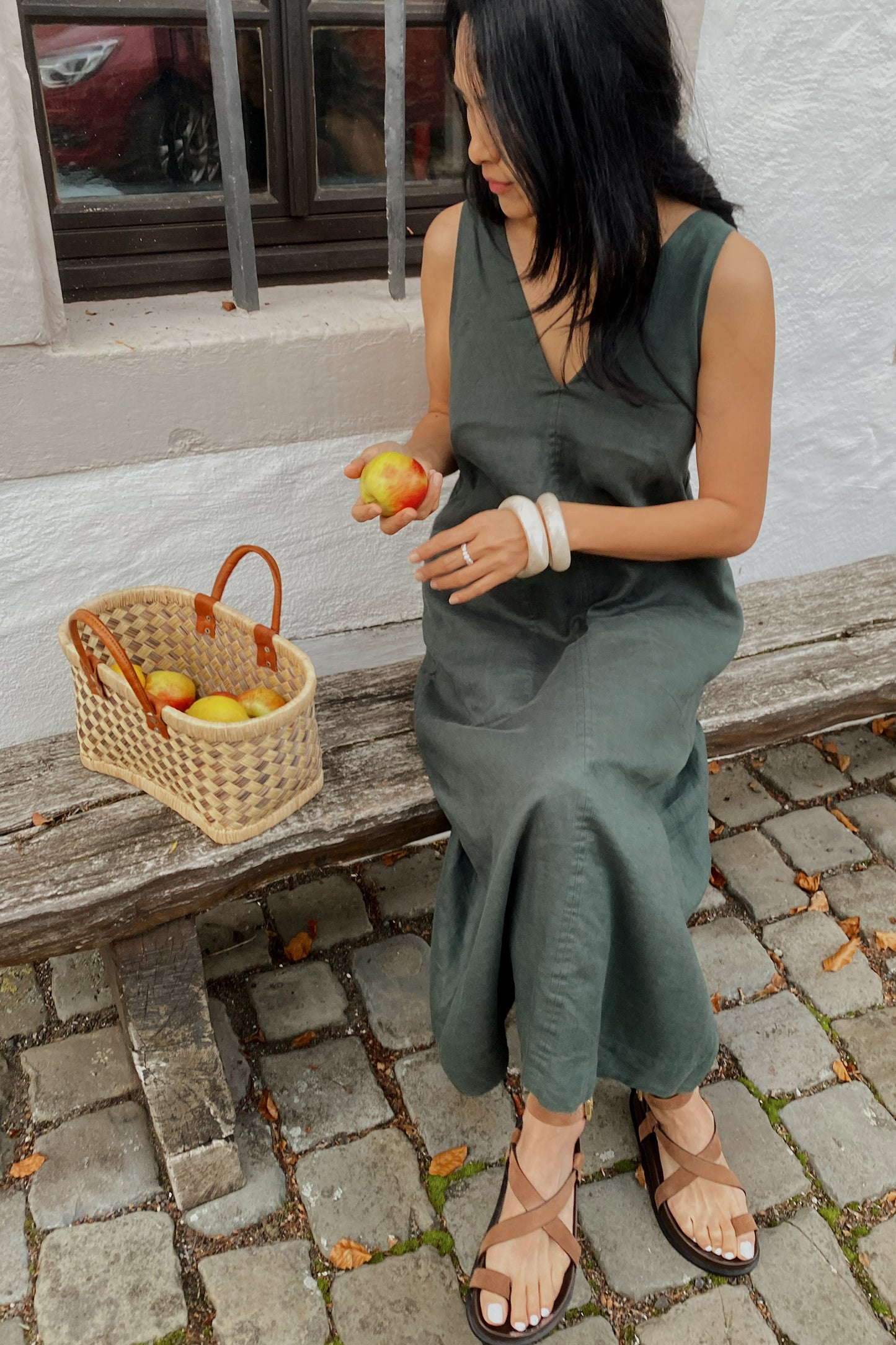 Iris Forest Linen Dress
