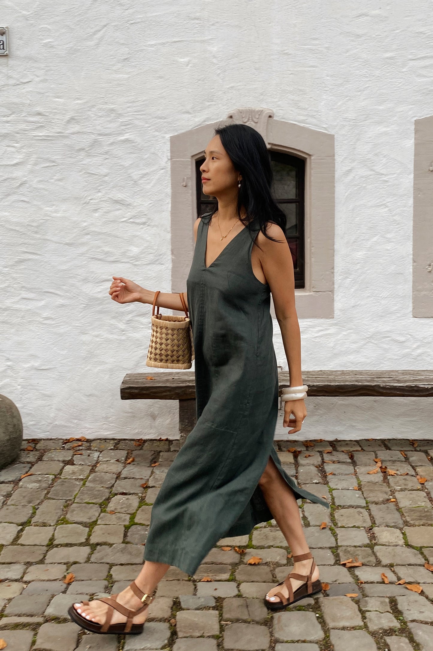 Iris Forest Linen Dress