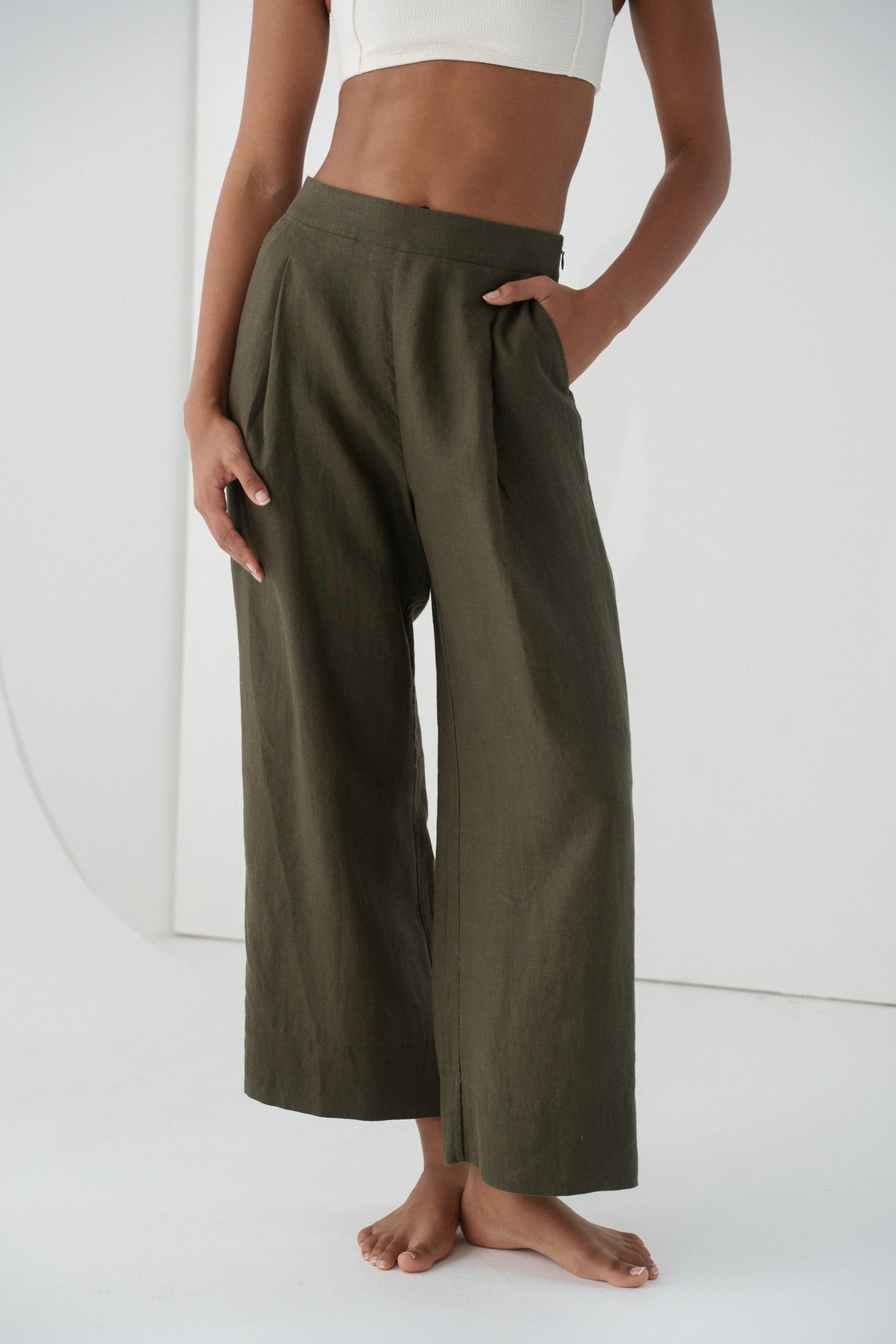 LILLY PILLY Ivy linen pants in Khaki