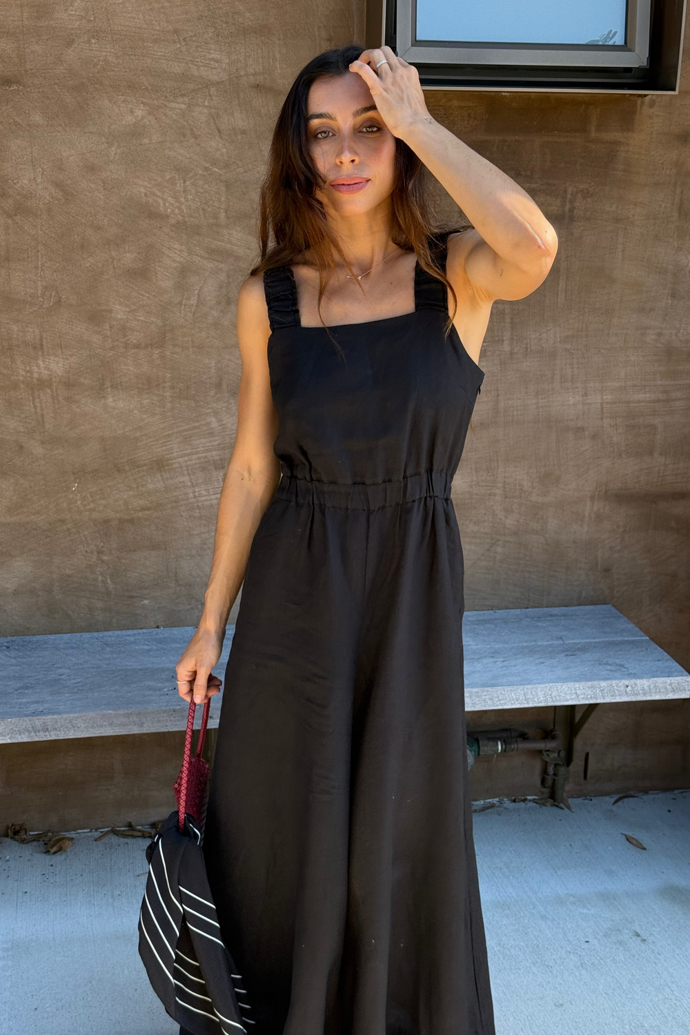 Keely Linen Jumpsuit - Chocolate - customer review photo by Gina - Haberfield, NSW